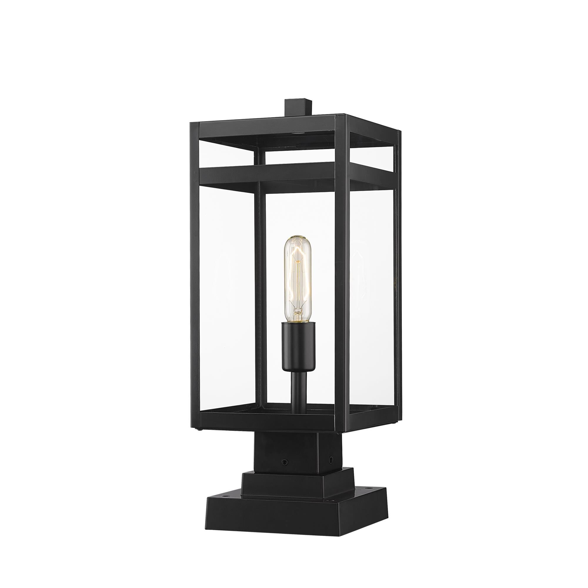 Shown in Black finish and Glass shade