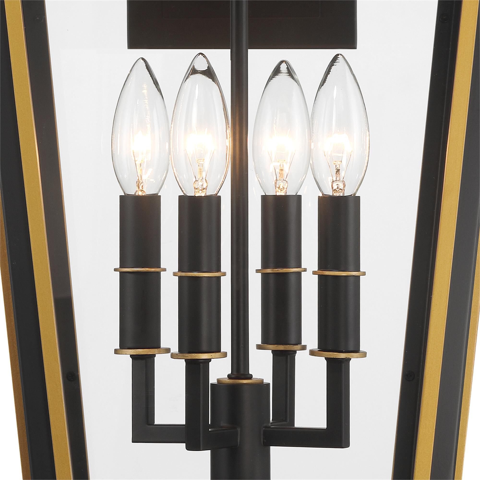 Shown in Matte Black and Textured Gold finish and Clear glass