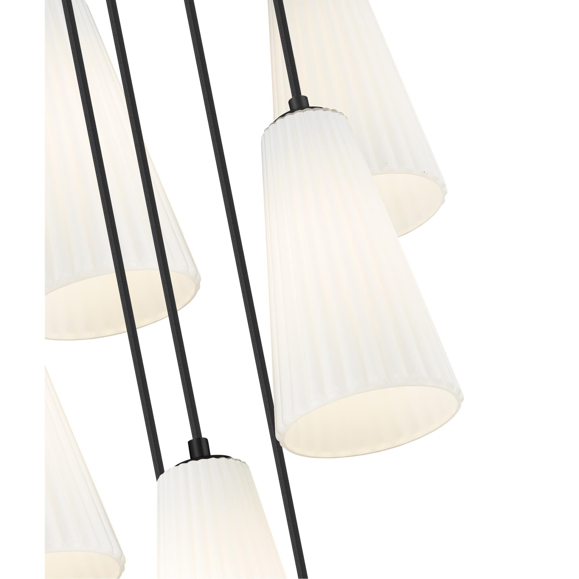 Shown in Matte Black finish and White glass and White shade