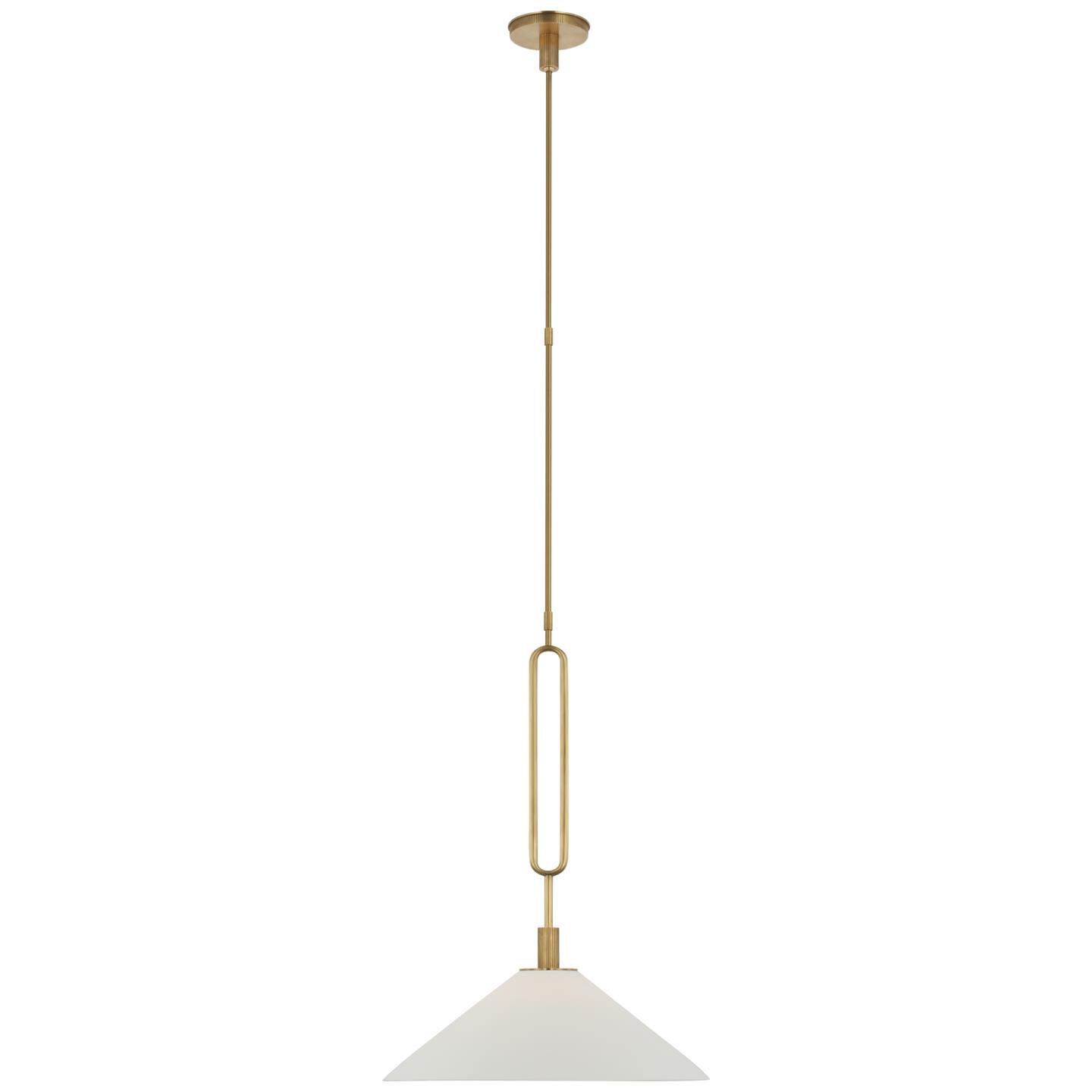 Shown in Antique Brass finish and Bisque shade