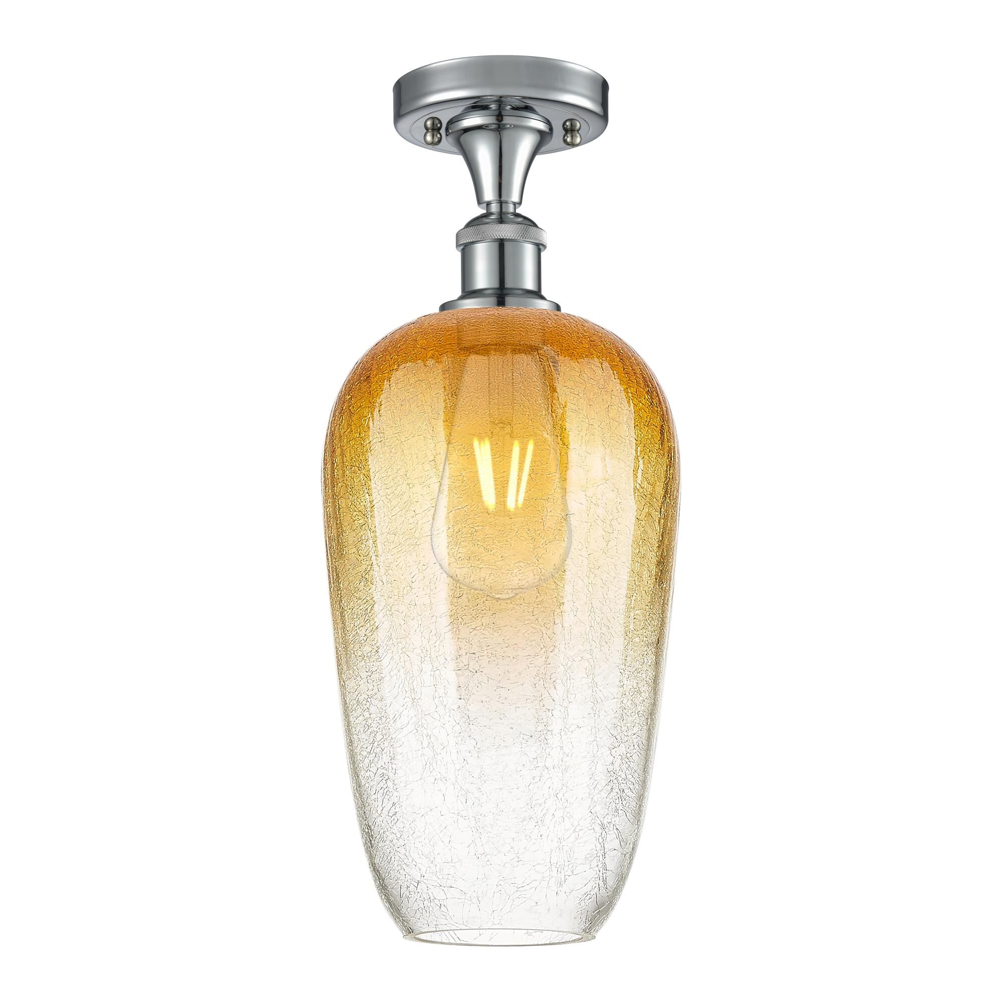 Shown in Polished Chrome finish and Amber glass