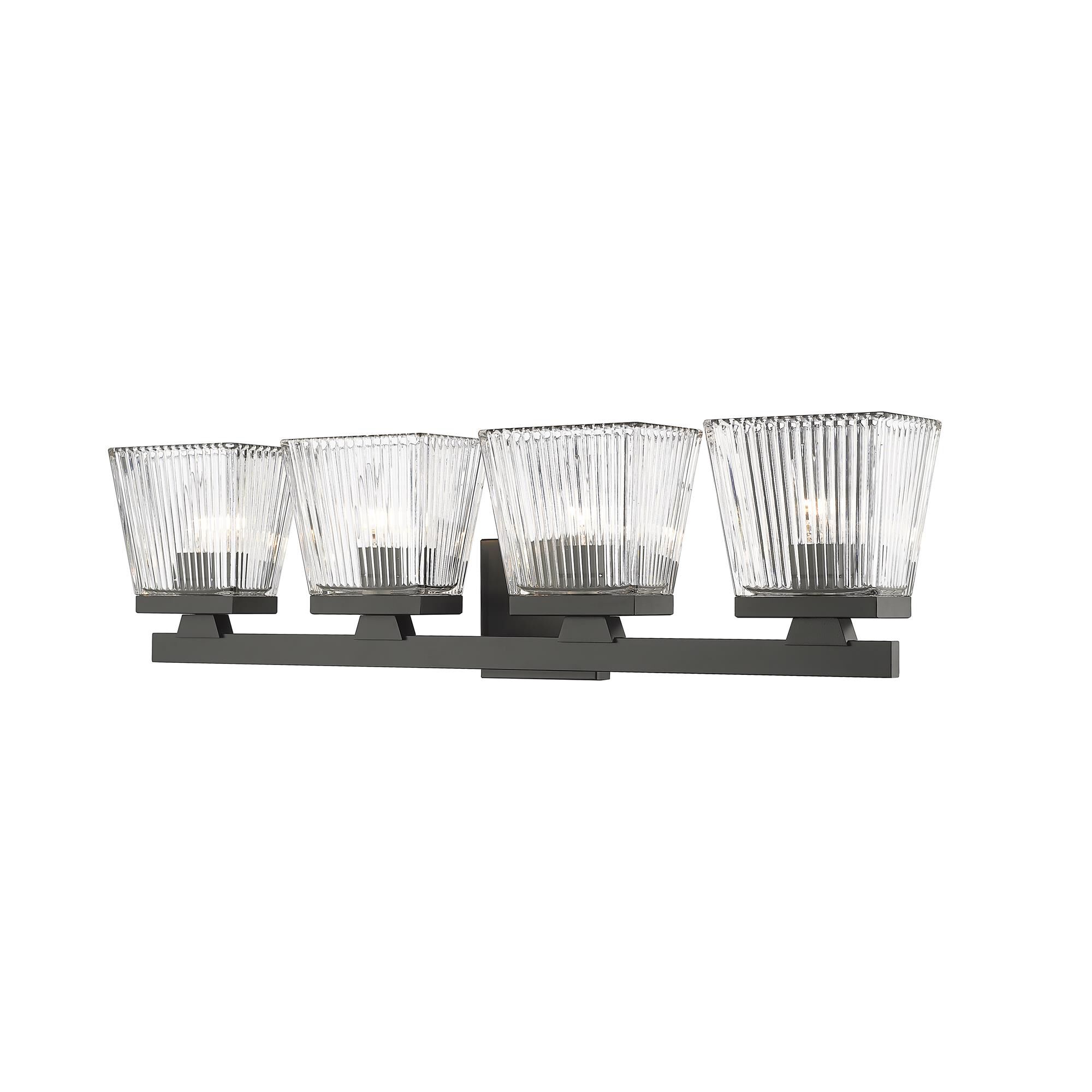 Shown in Matte Black finish and Glass shade
