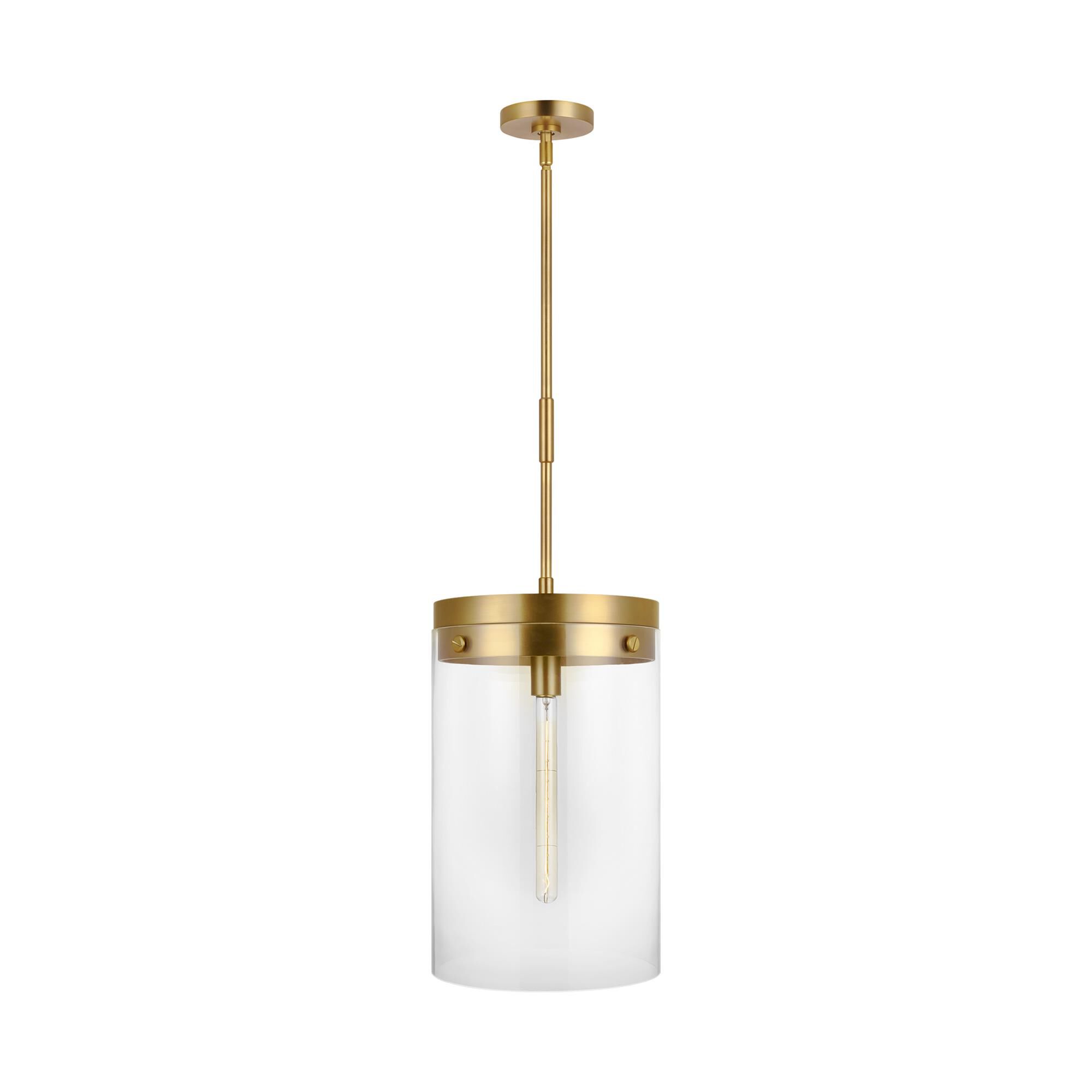 Shown in Burnished Brass finish and Clear glass