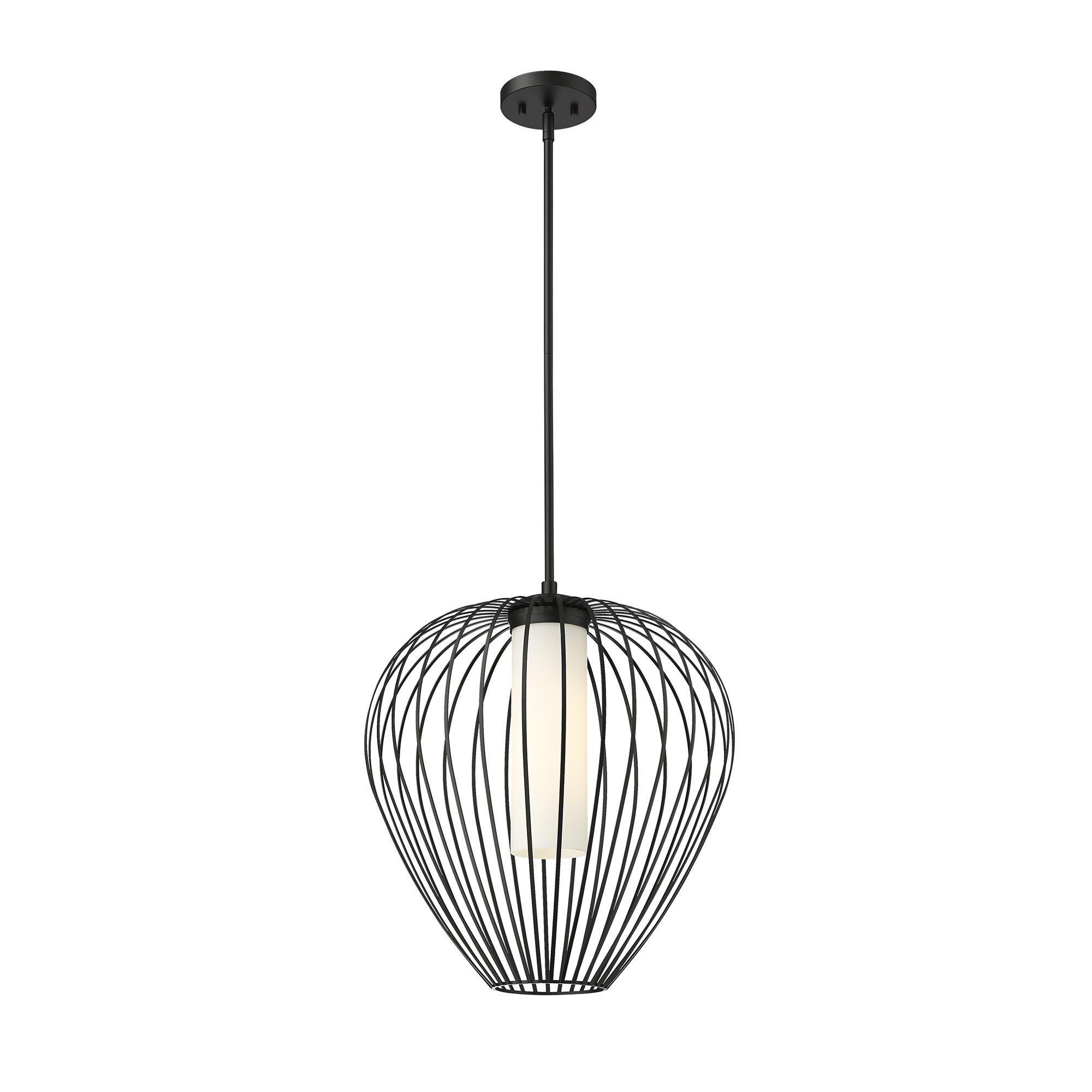 Shown in Matte Black finish and White Opal glass and White Opal shade
