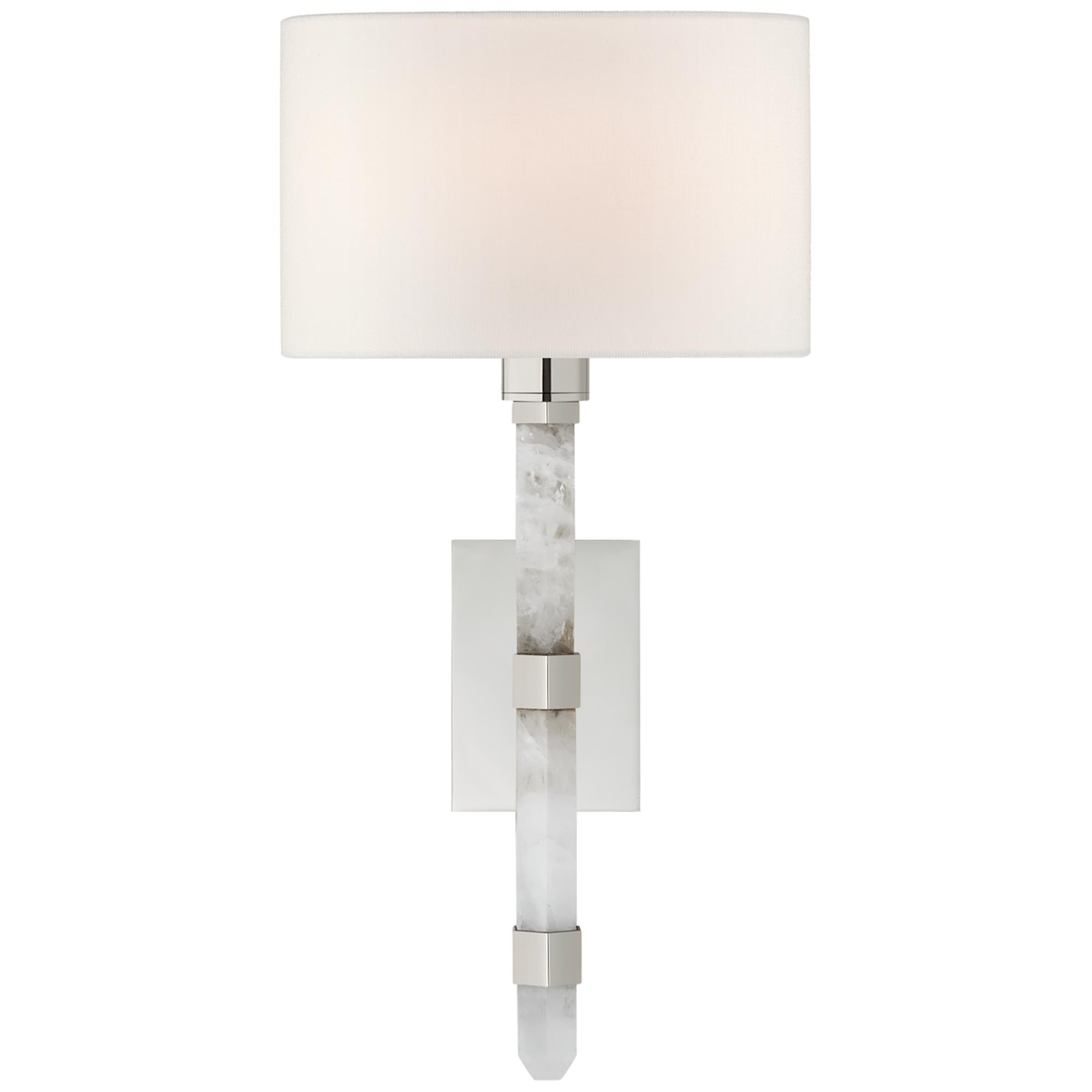 Shown in Polished Nickel finish and Linen shade