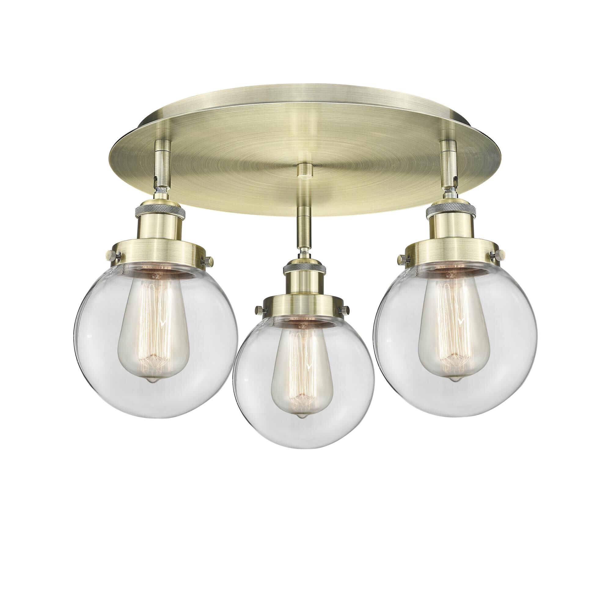Shown in Antique Brass finish and Clear glass