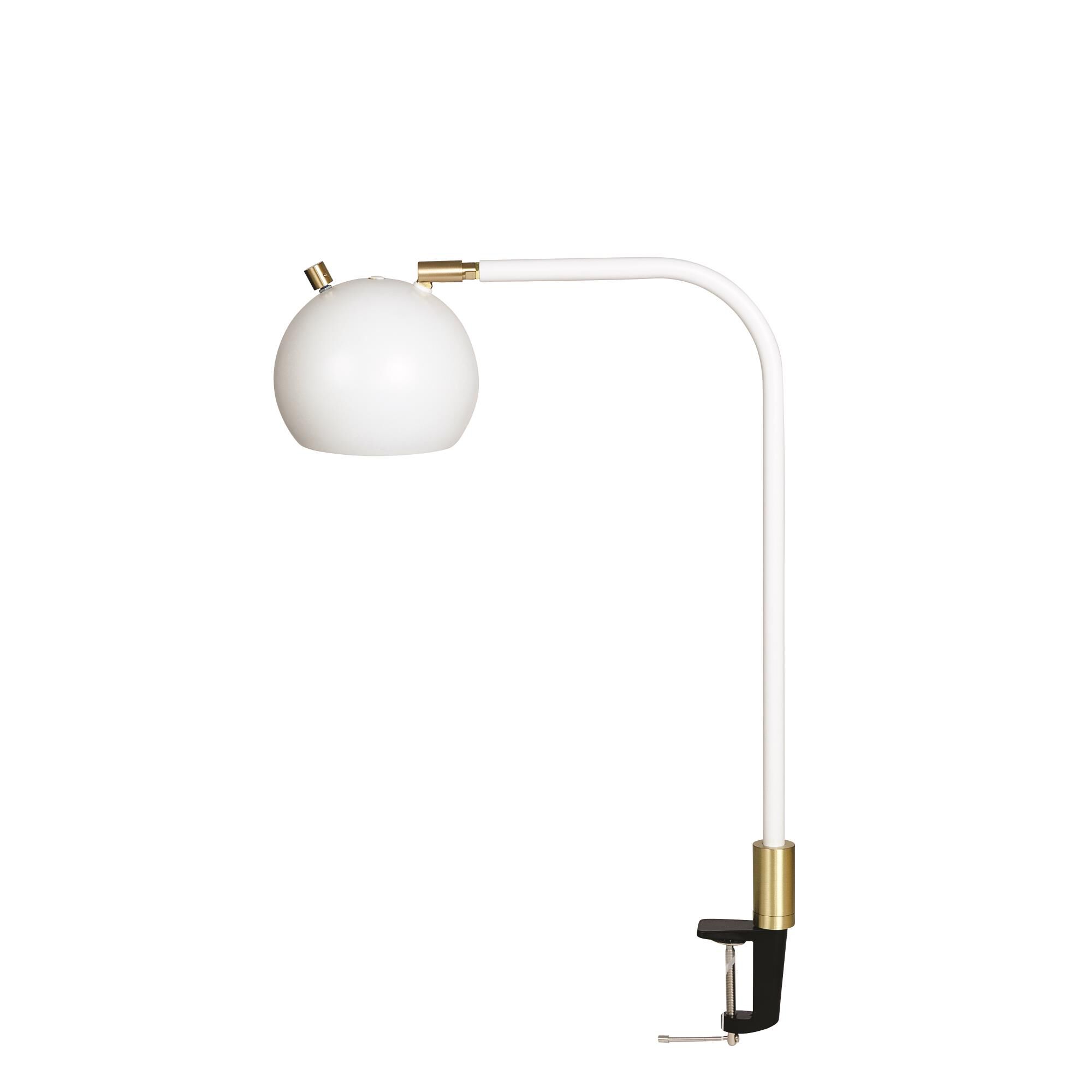 Shown in White /Satin Brass finish and Metal shade