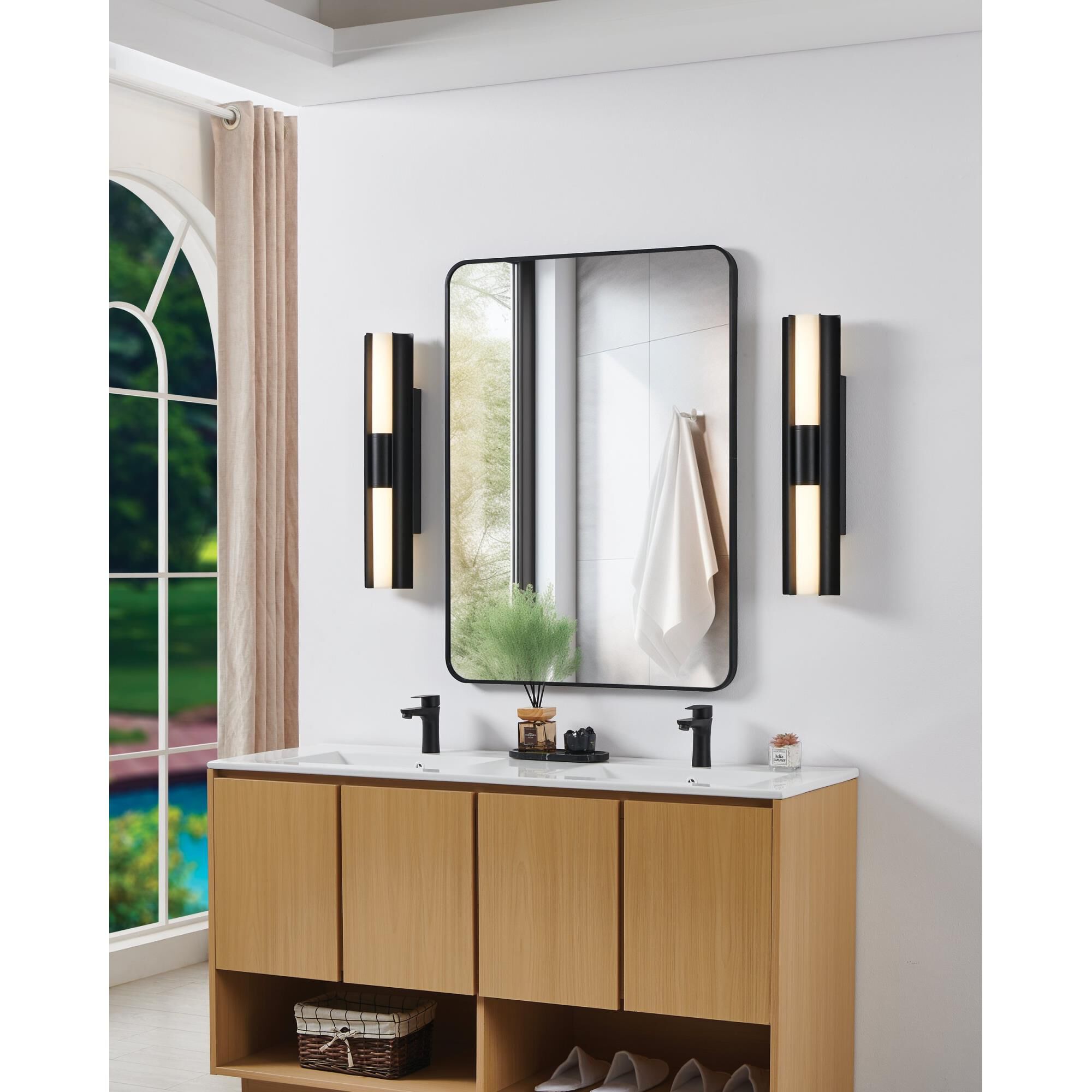 Shown in Textured Black finish and Etched Opal glass