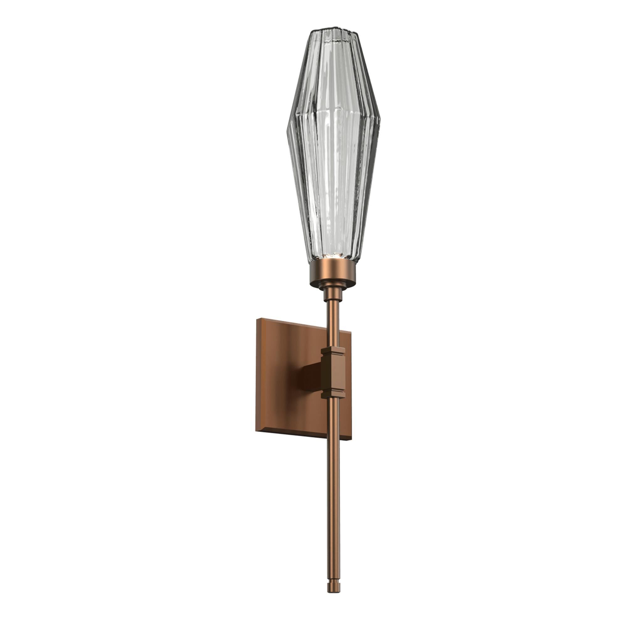 Shown in Burnished Brass finish and Optic Rib Smoke glass