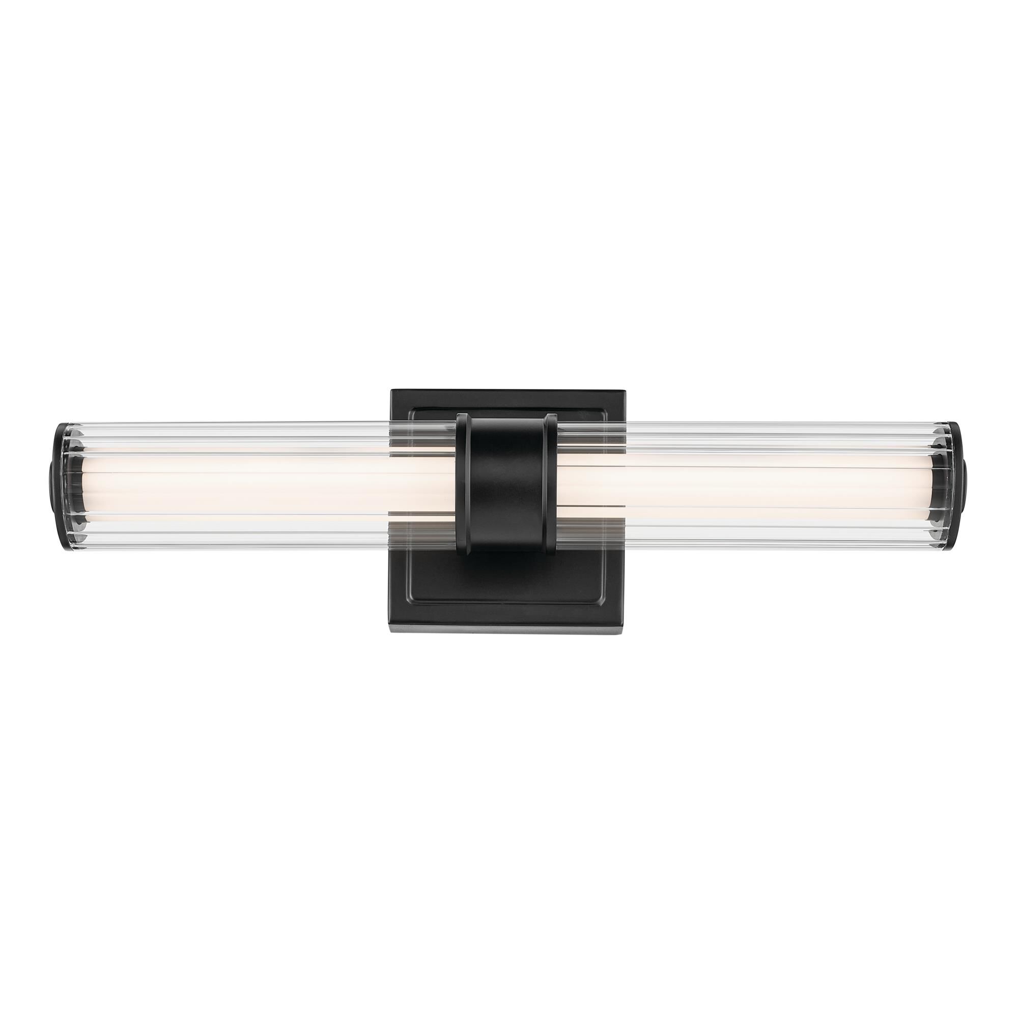 Shown in Black finish and Clear Fluted glass