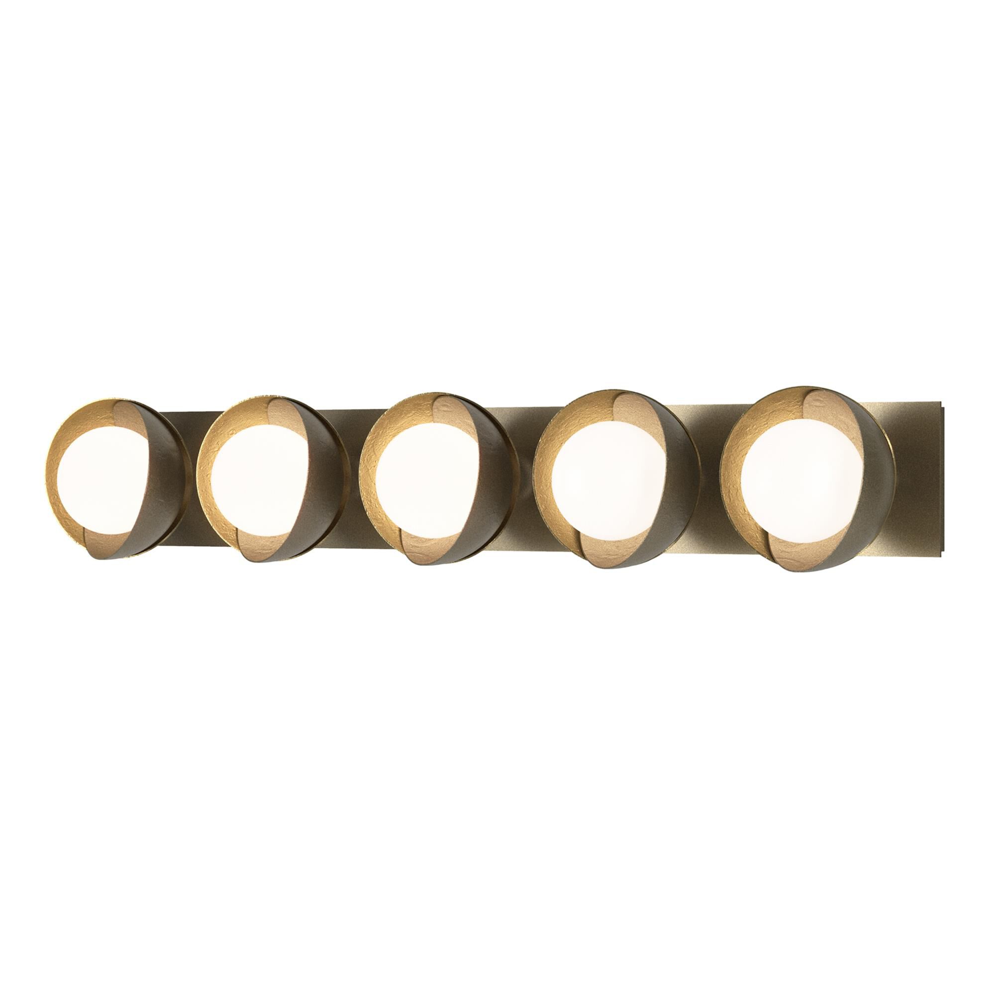 Shown in Soft Gold finish and Opal glass and Modern Brass (86) accent