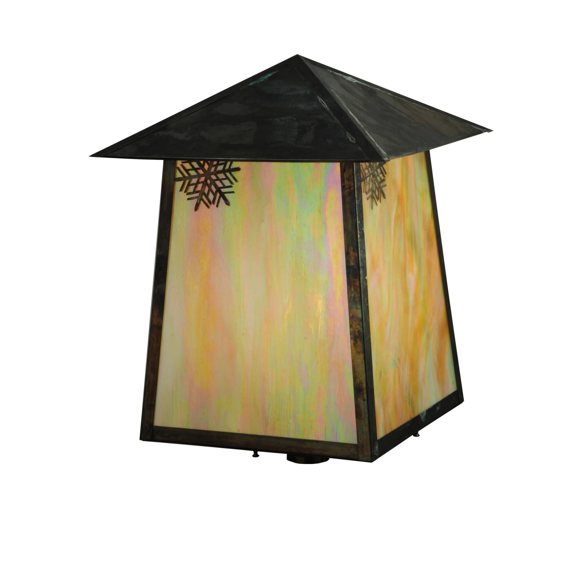 Shown in Vintage Copper Finish finish and Beige Iridescent glass