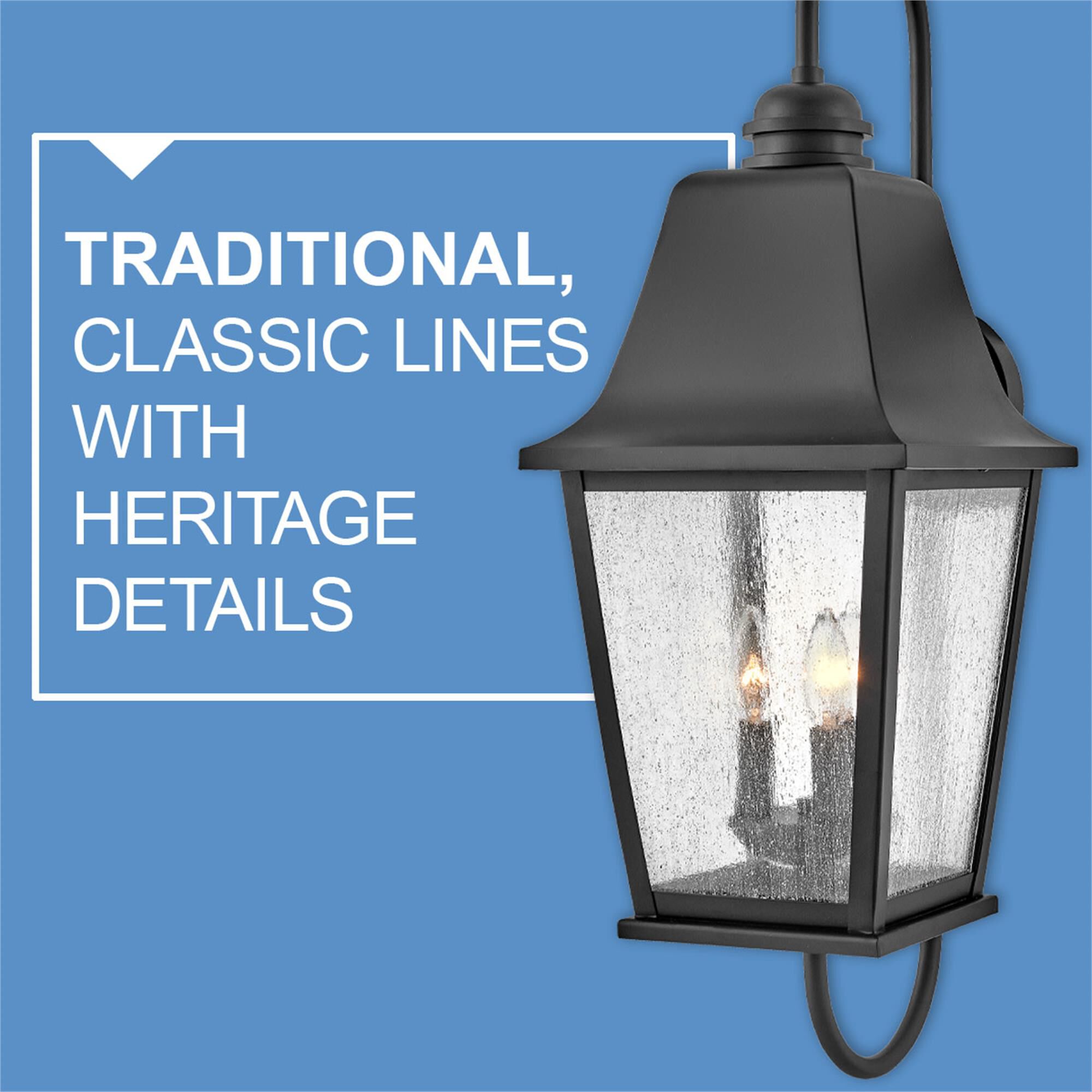 Shown in Black finish and Clear Seedy glass