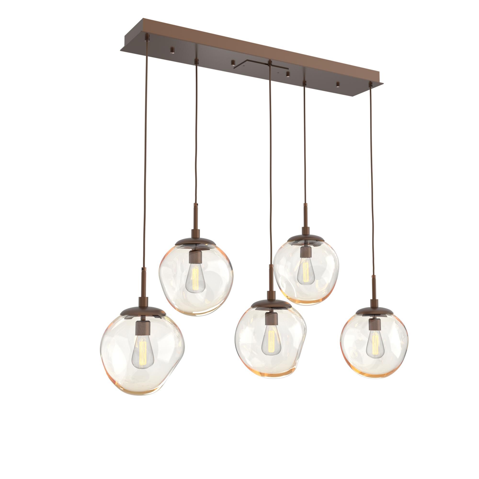 Shown in Burnished Bronze finish and Amber Blown glass