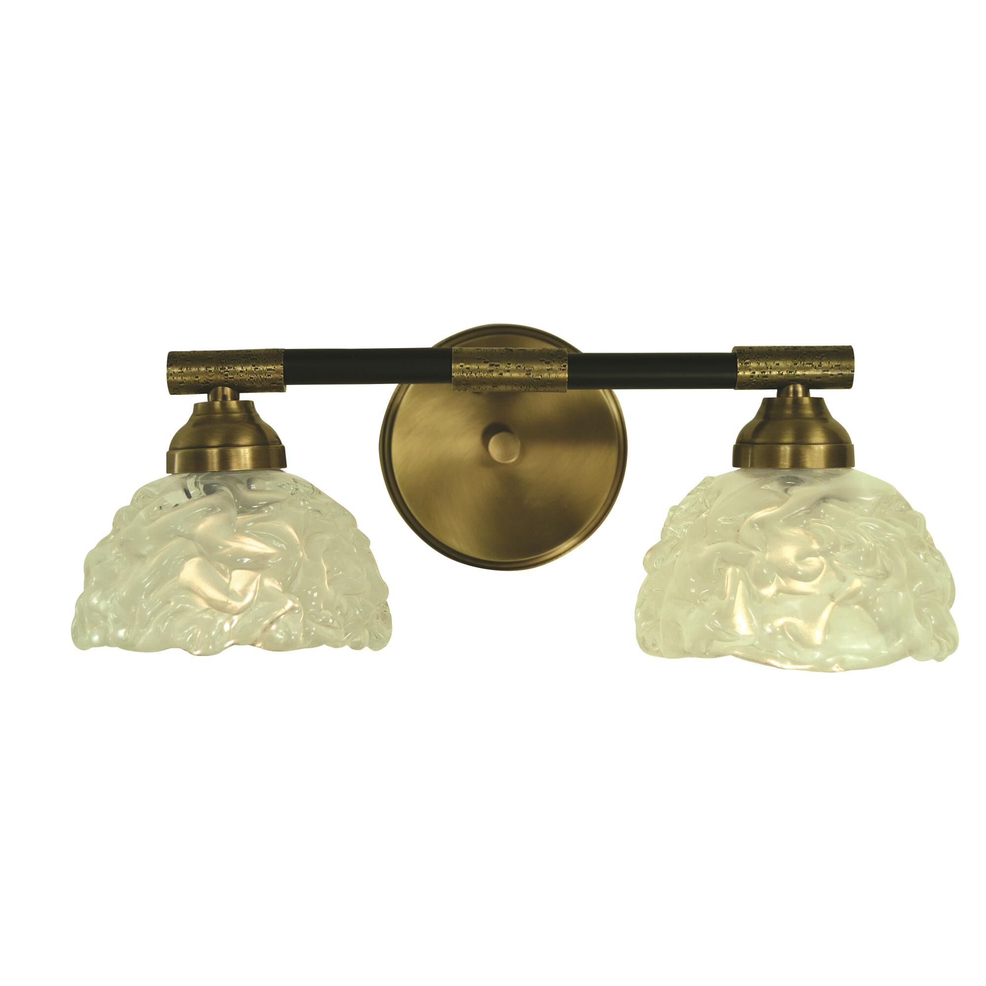 Shown in Antique Brass And Matte Black finish and Glass shade
