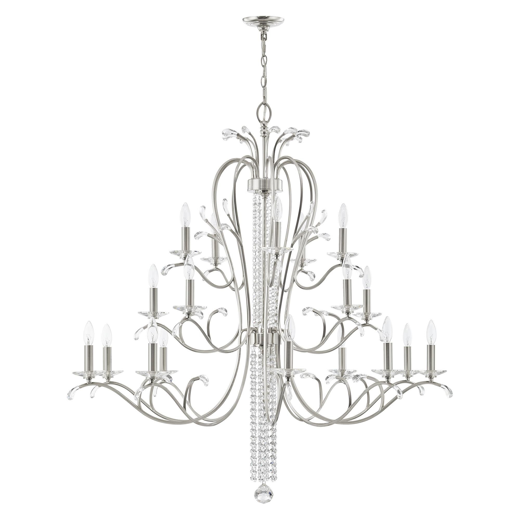 Shown in Brushed Nickel finish and Clear crystal