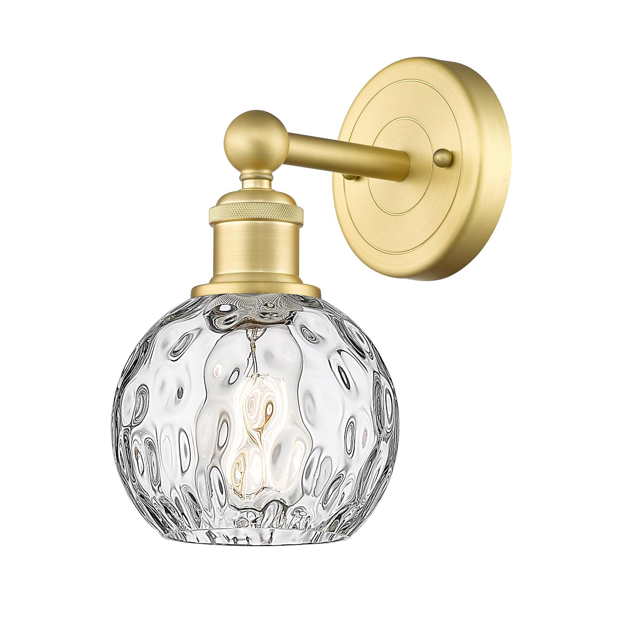 Shown in Satin Gold finish and Clear Water Glass glass