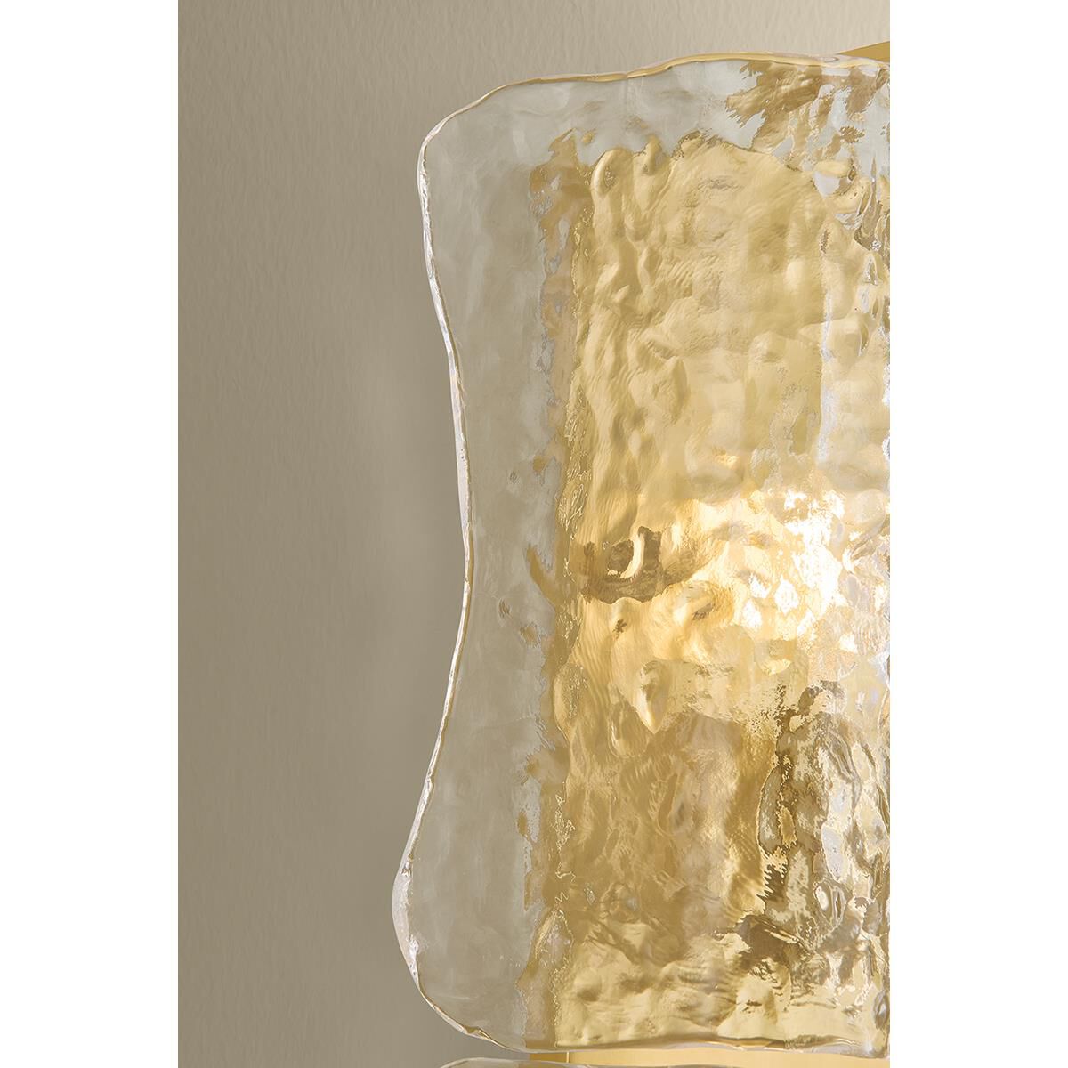 Shown in Aged Brass finish and Clear Optic glass