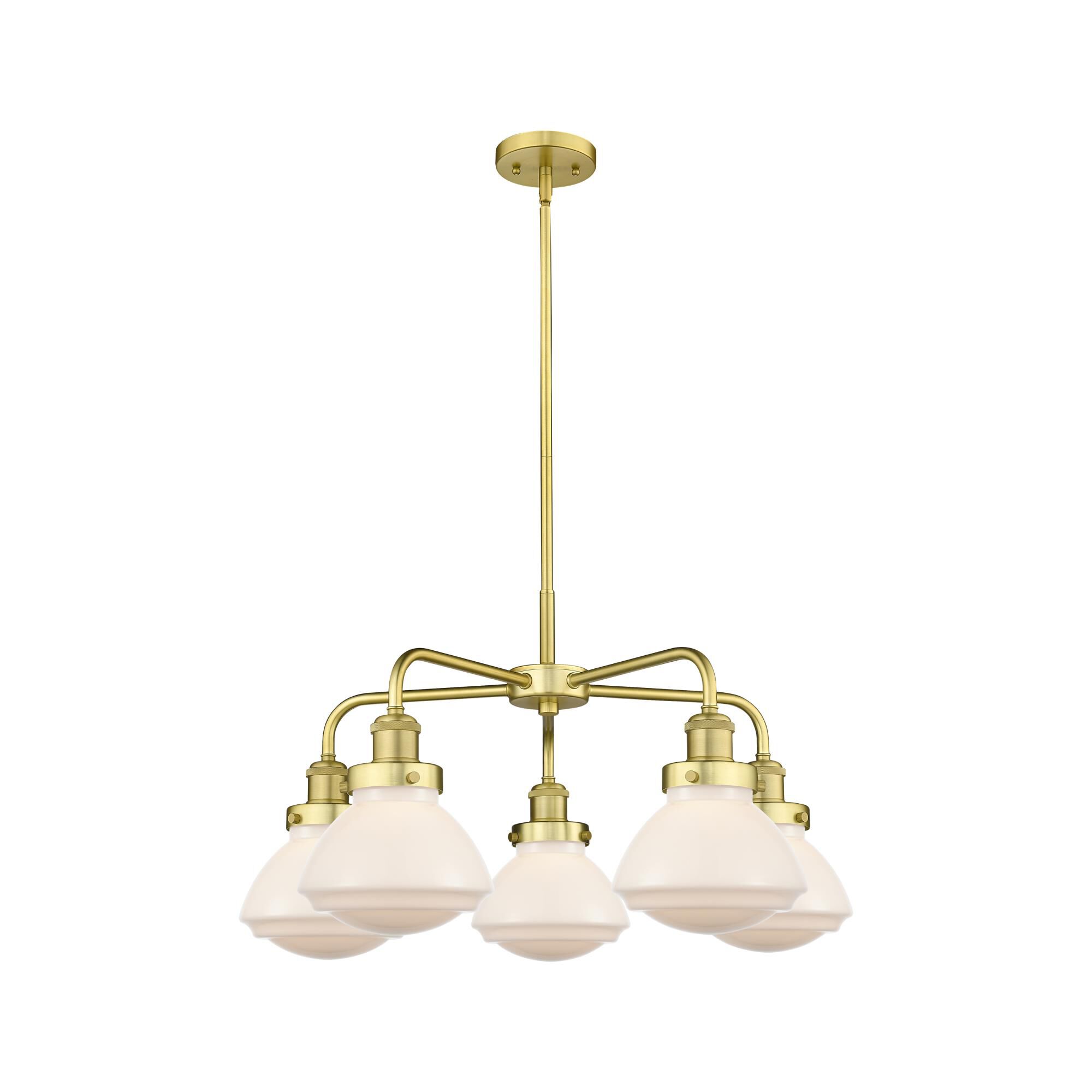 Shown in Satin Gold finish and Matte White glass