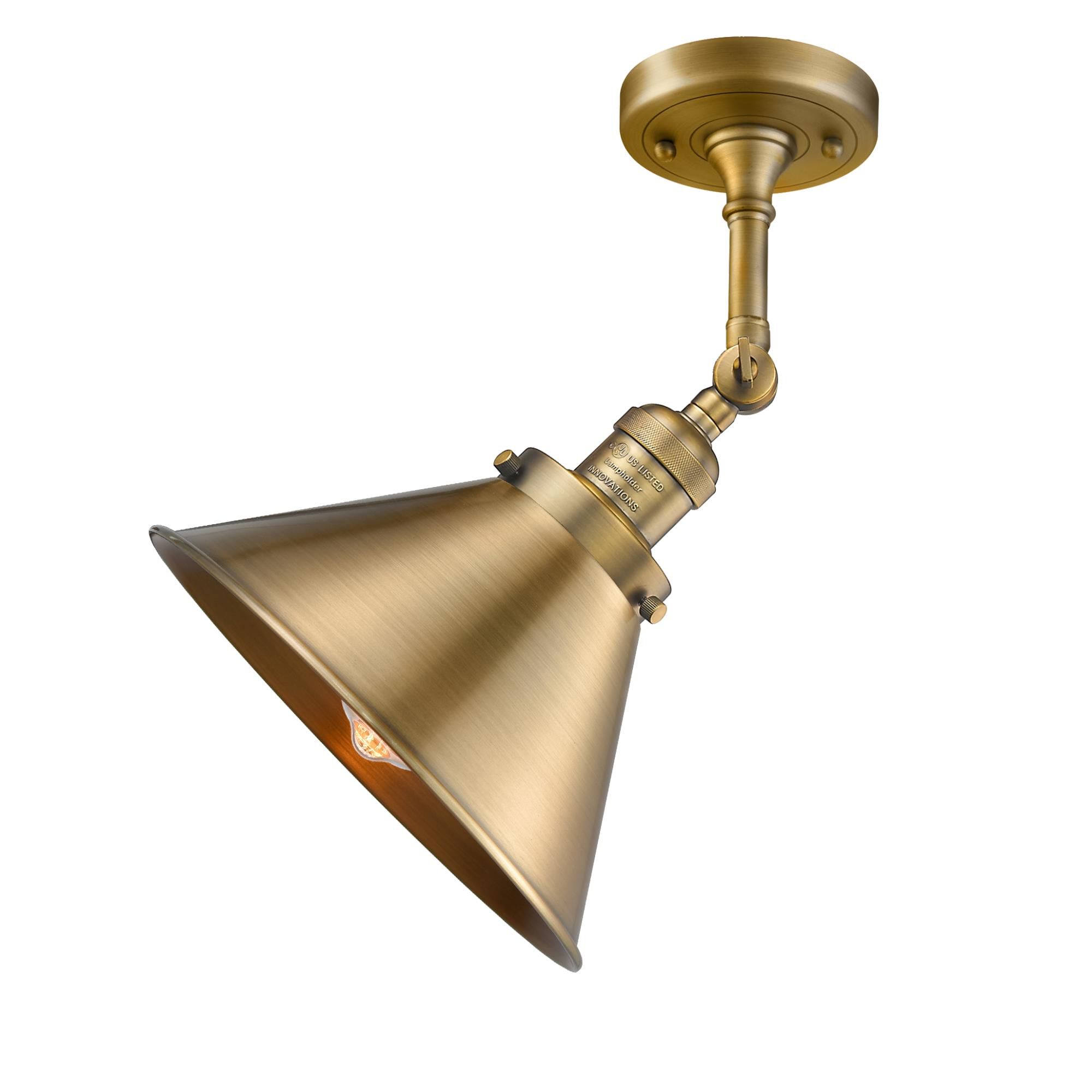 Shown in Brushed Brass finish and Brushed Brass shade