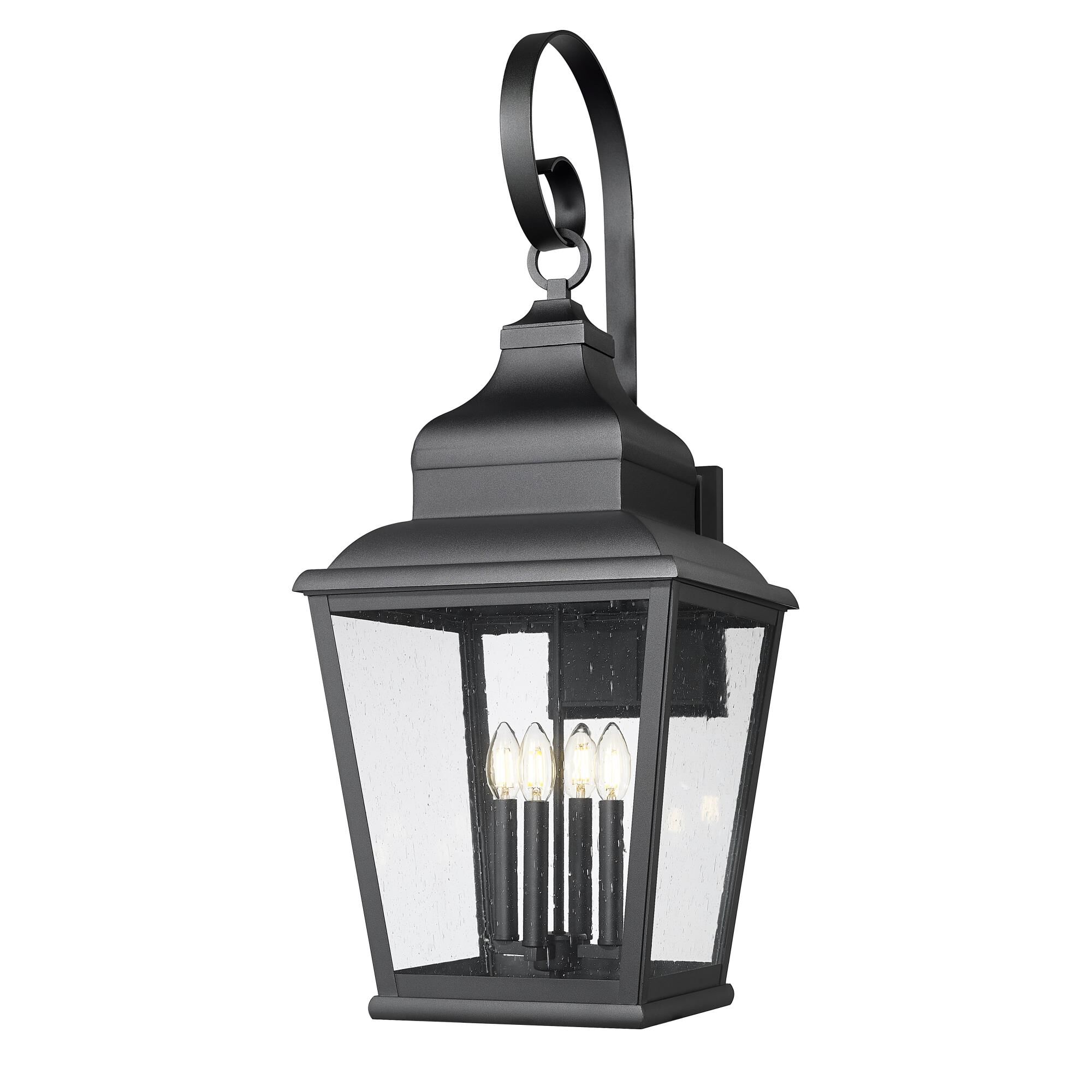 Shown in Sand Black finish and Clear Seedy glass