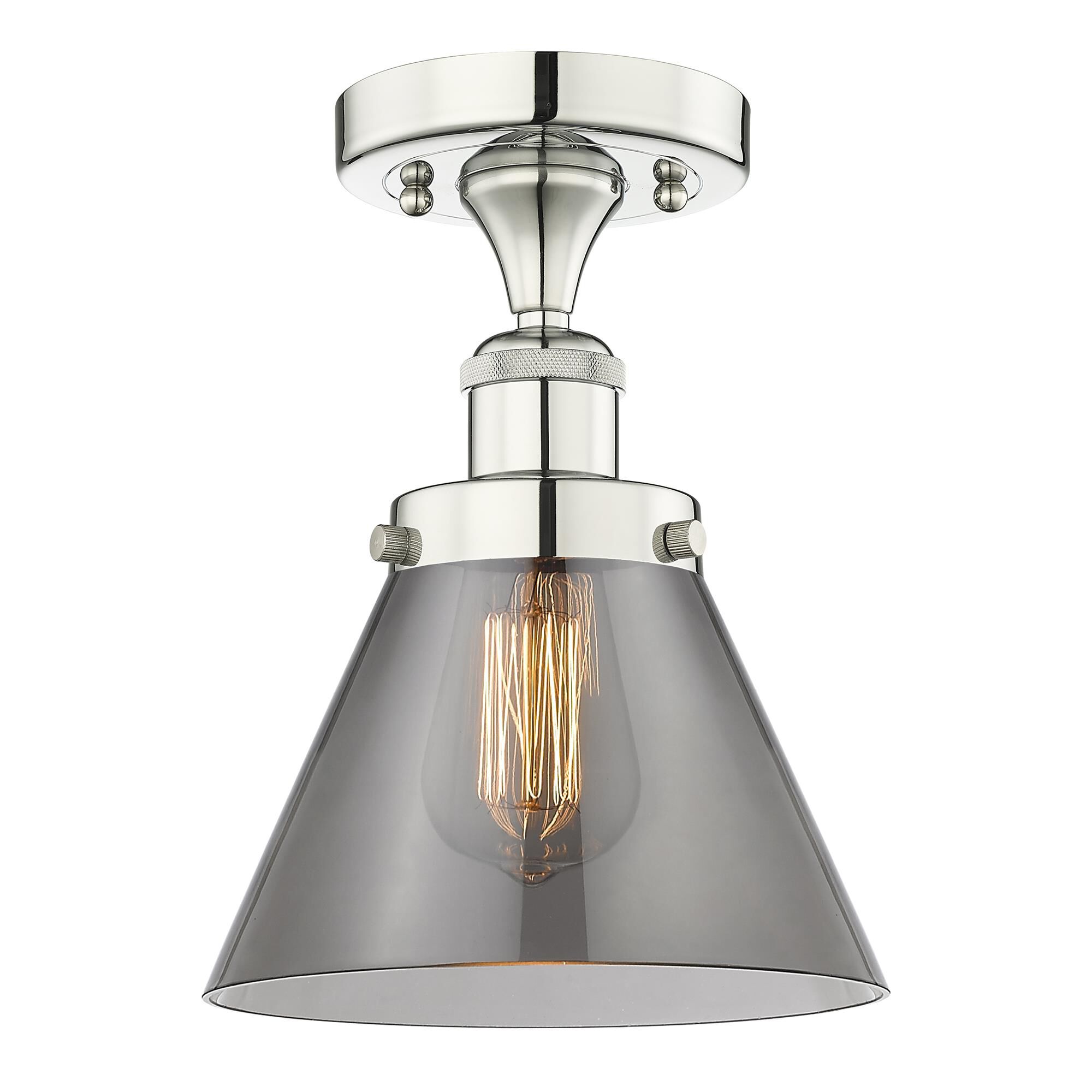 Shown in Polished Nickel finish and Plated Smoke glass