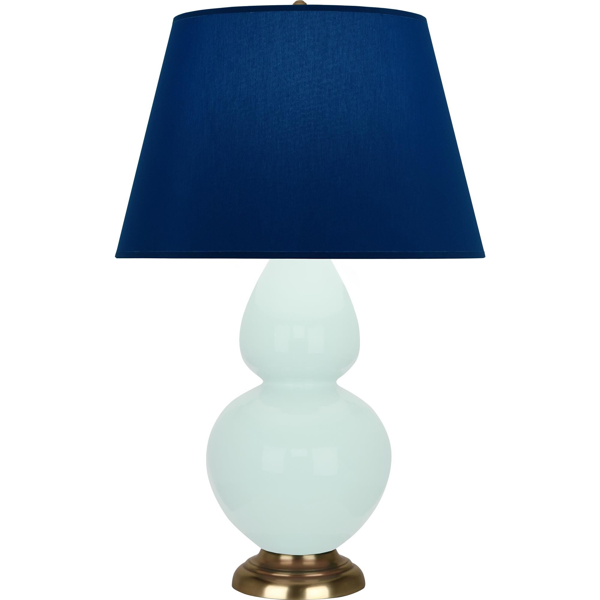 Shown in Mint Glazed finish and Navy with Gray Lining shade and Antique Brass accent