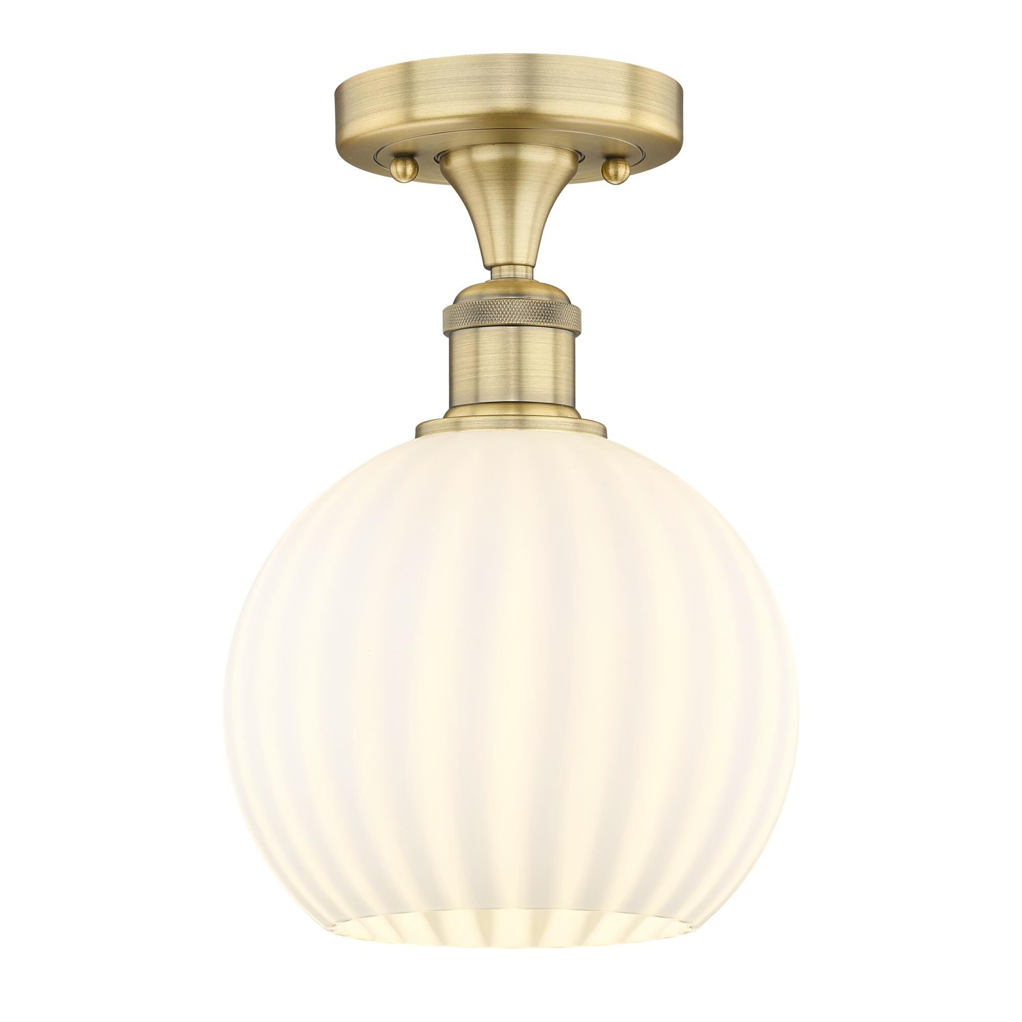 Shown in Brushed Brass finish and White Venetian glass