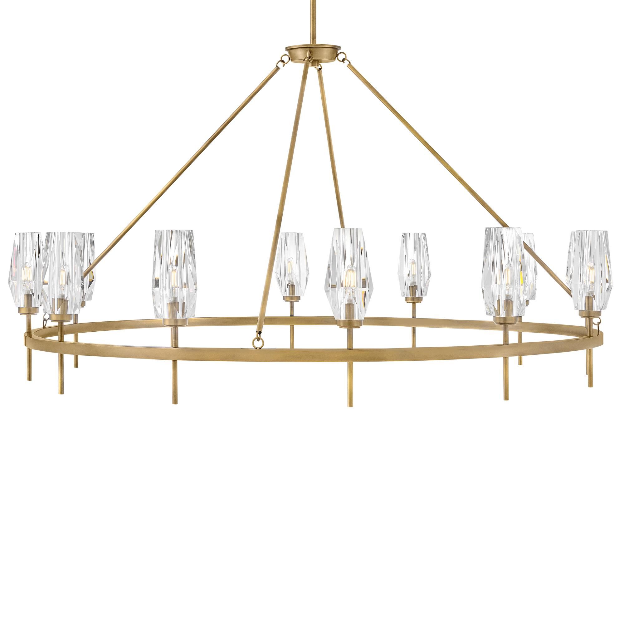 Shown in Heritage Brass finish and Faceted Clear Crystal glass
