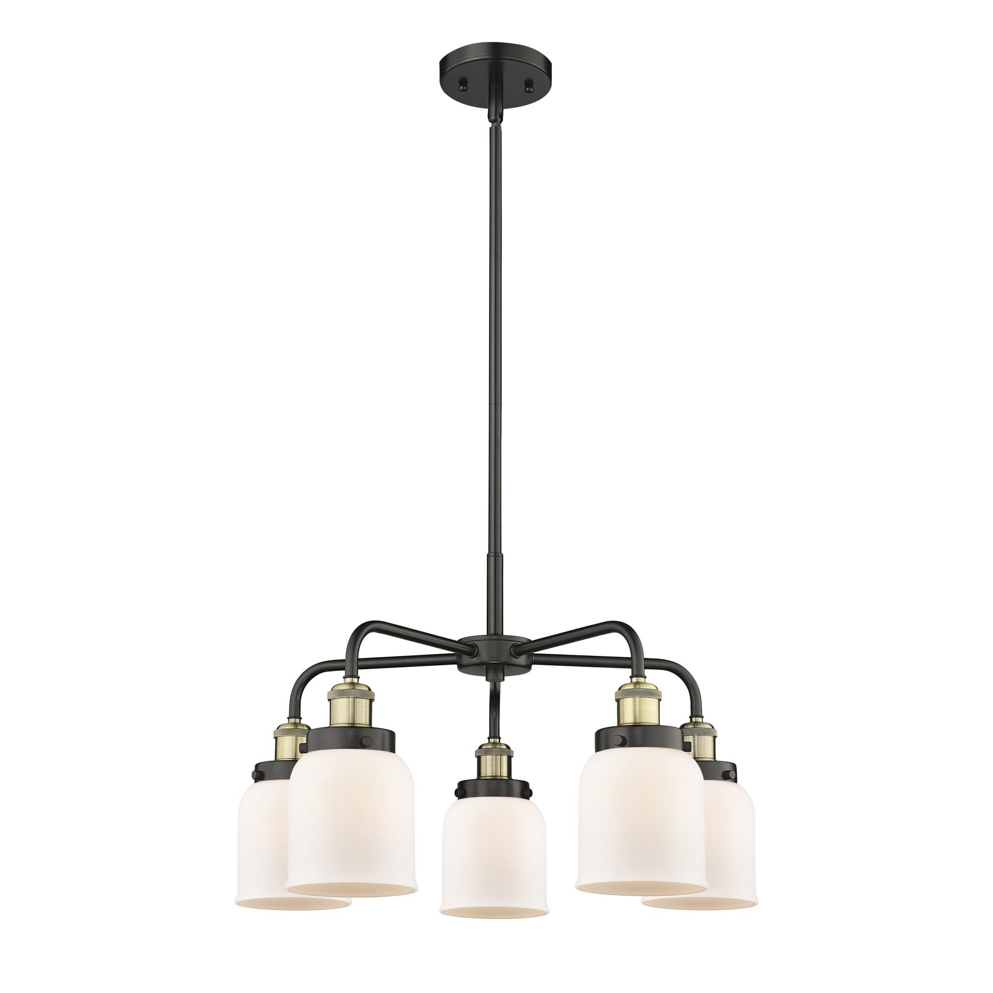 Shown in Black Antique Brass finish and Matte White glass