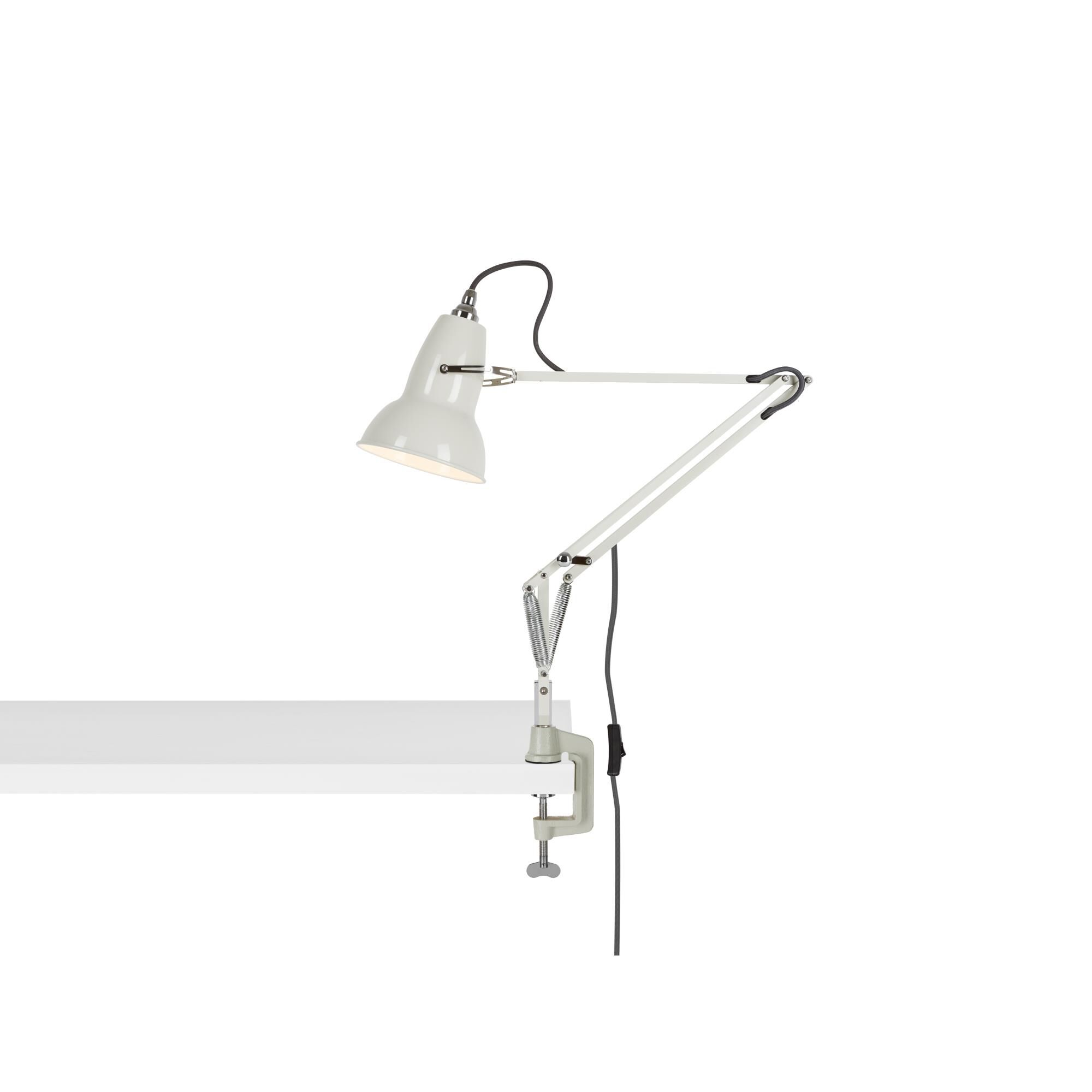 Shown in Linen White finish and Aluminum shade