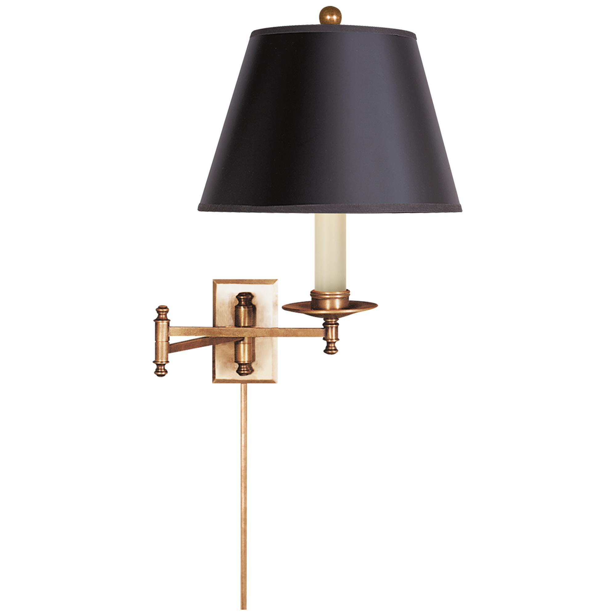 Shown in Antique-Burnished Brass finish and Black shade