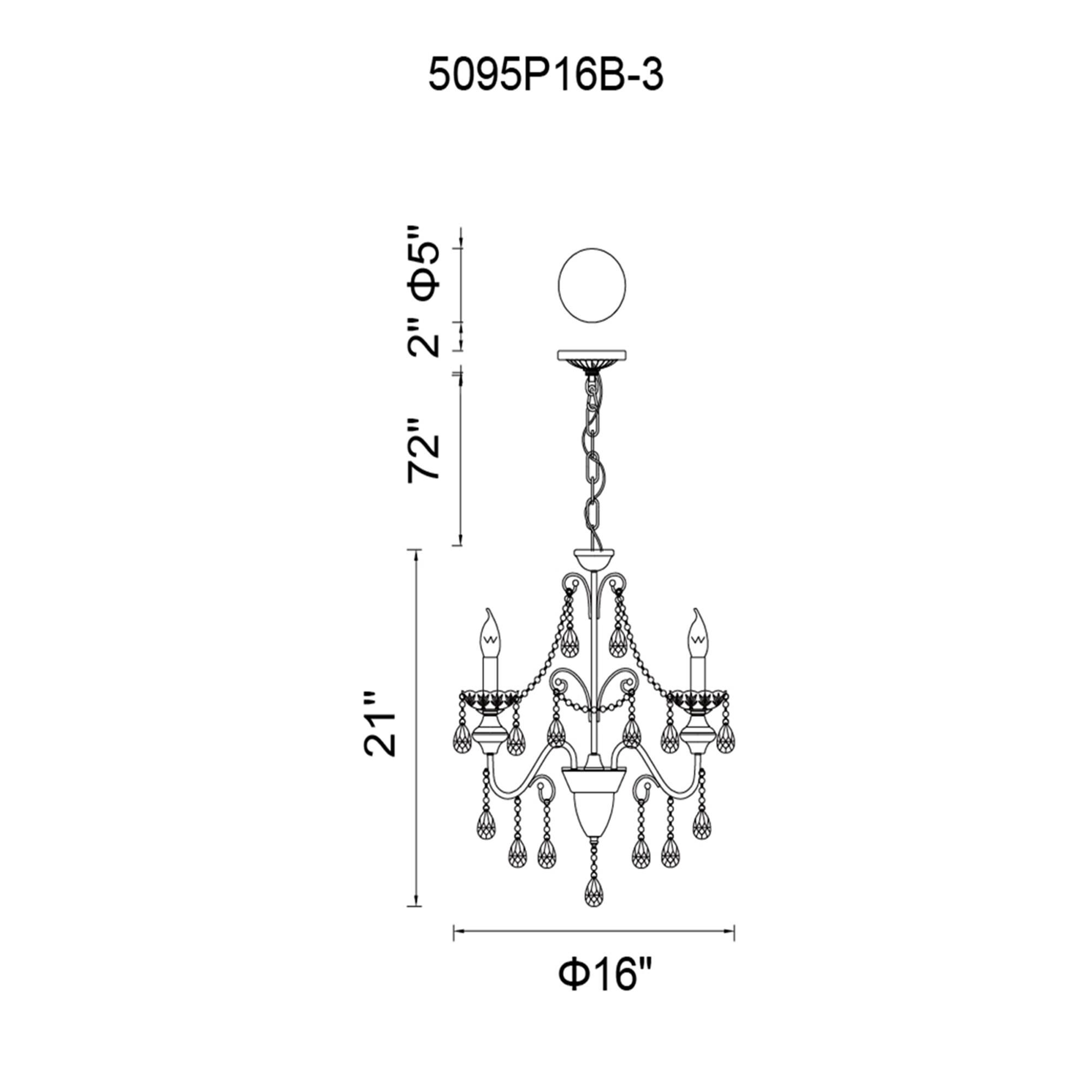 Keen 16 Inch 3 Light Mini Chandelier by CWI Lighting