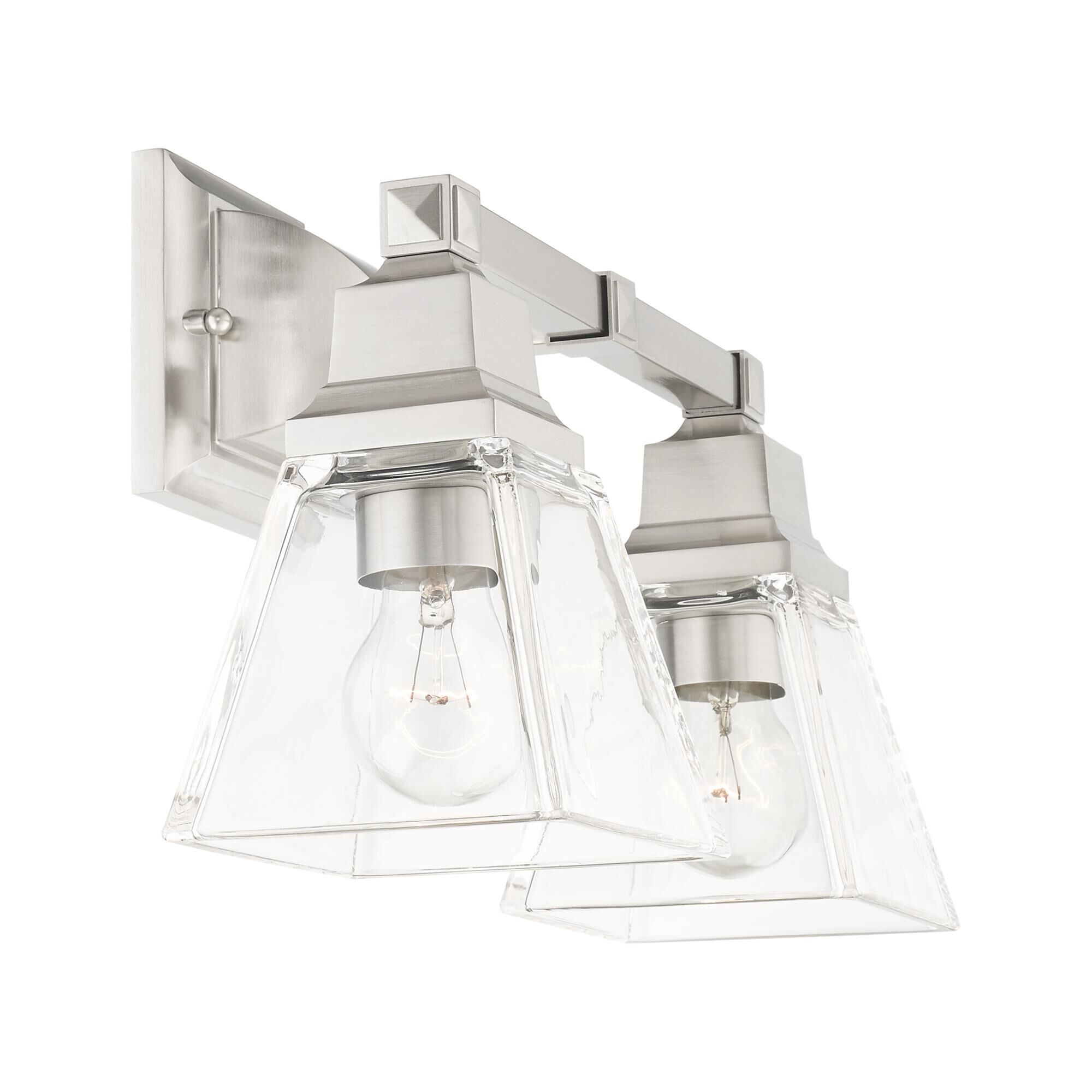 Shown in Brushed Nickel finish and Clear glass and Clear Glass shade