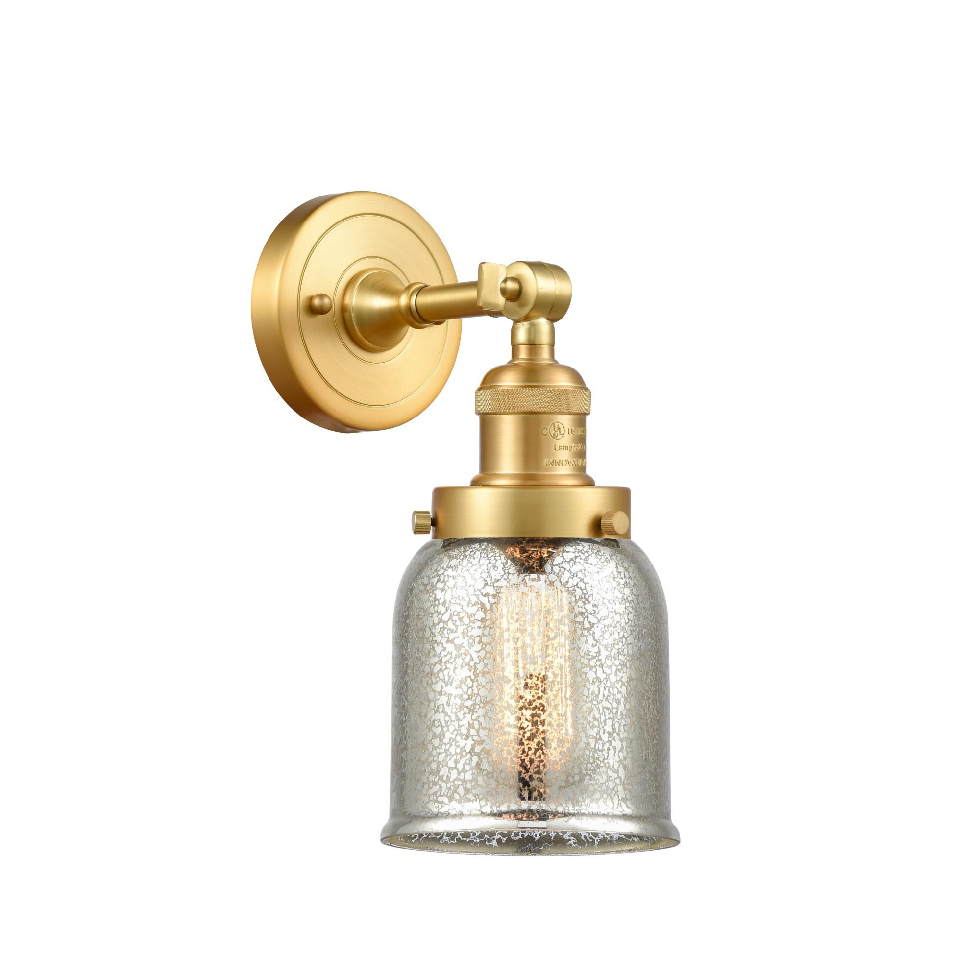 Shown in Satin Gold finish and Silver Plated Mercury Small Bell glass