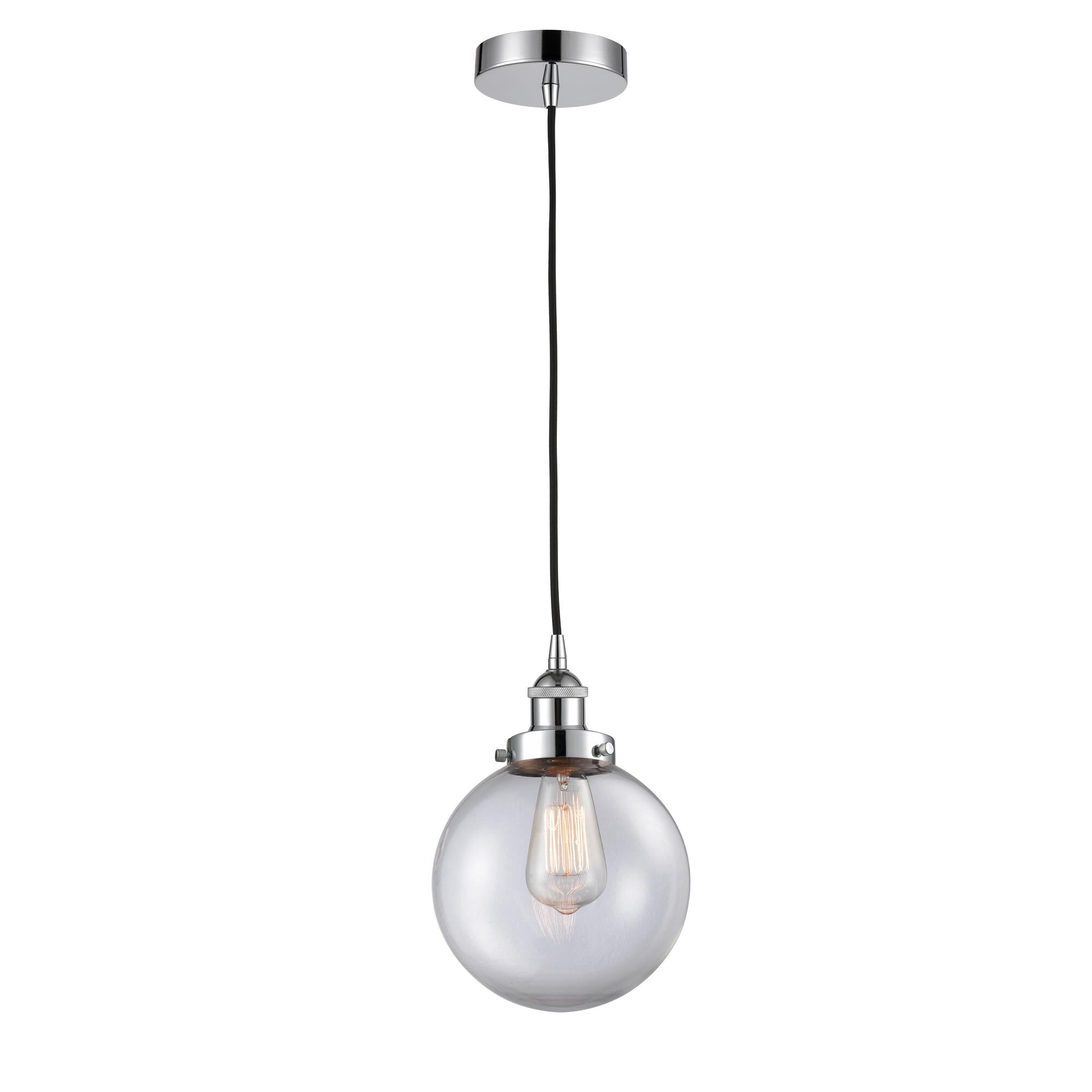 Shown in Polished Chrome finish and Clear Beacon glass