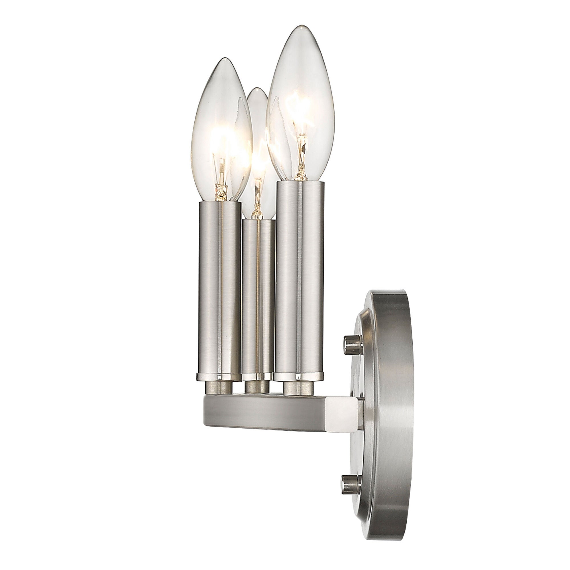 Shown in Satin Nickel finish and -- glass and -- shade