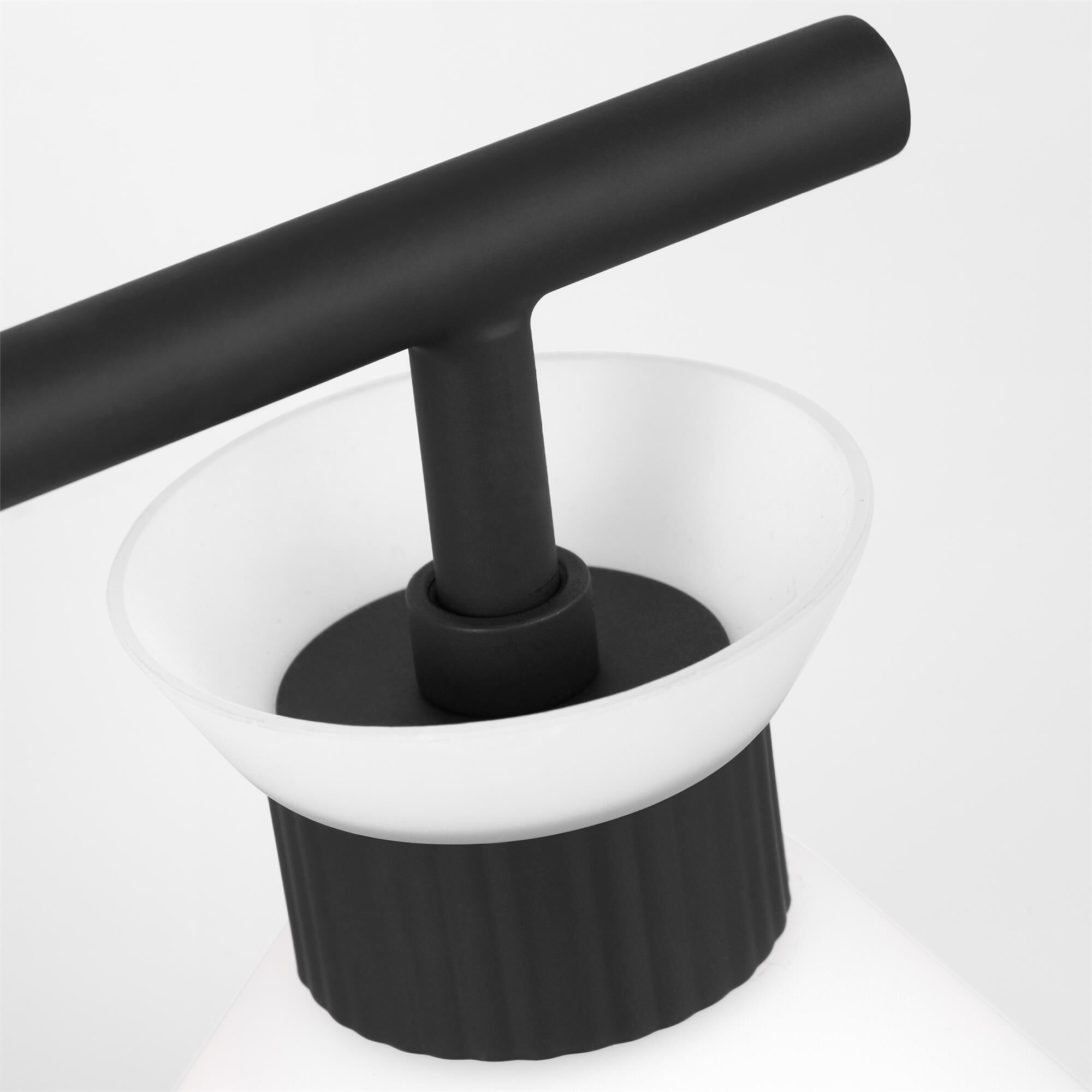 Shown in Midnight Black finish and Etched White glass