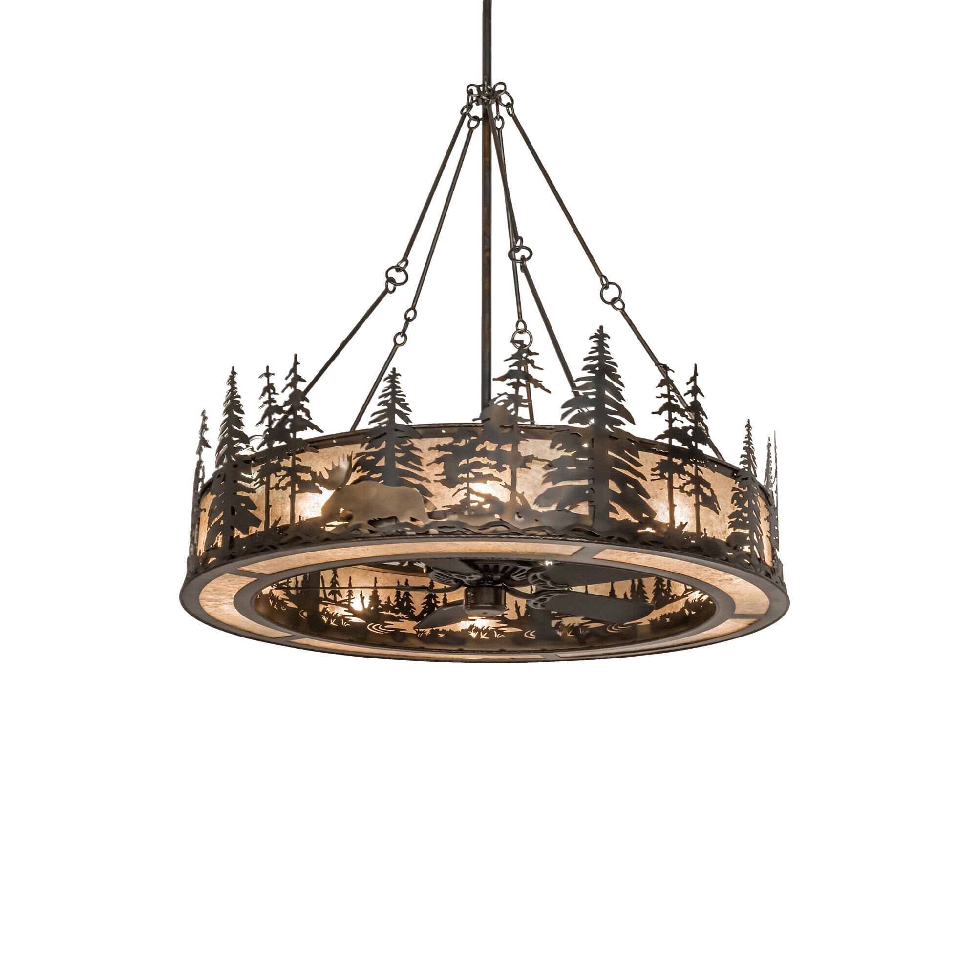 Wildlife At Dusk 55 Inch 3 Light Chandelier by Meyda Lighting