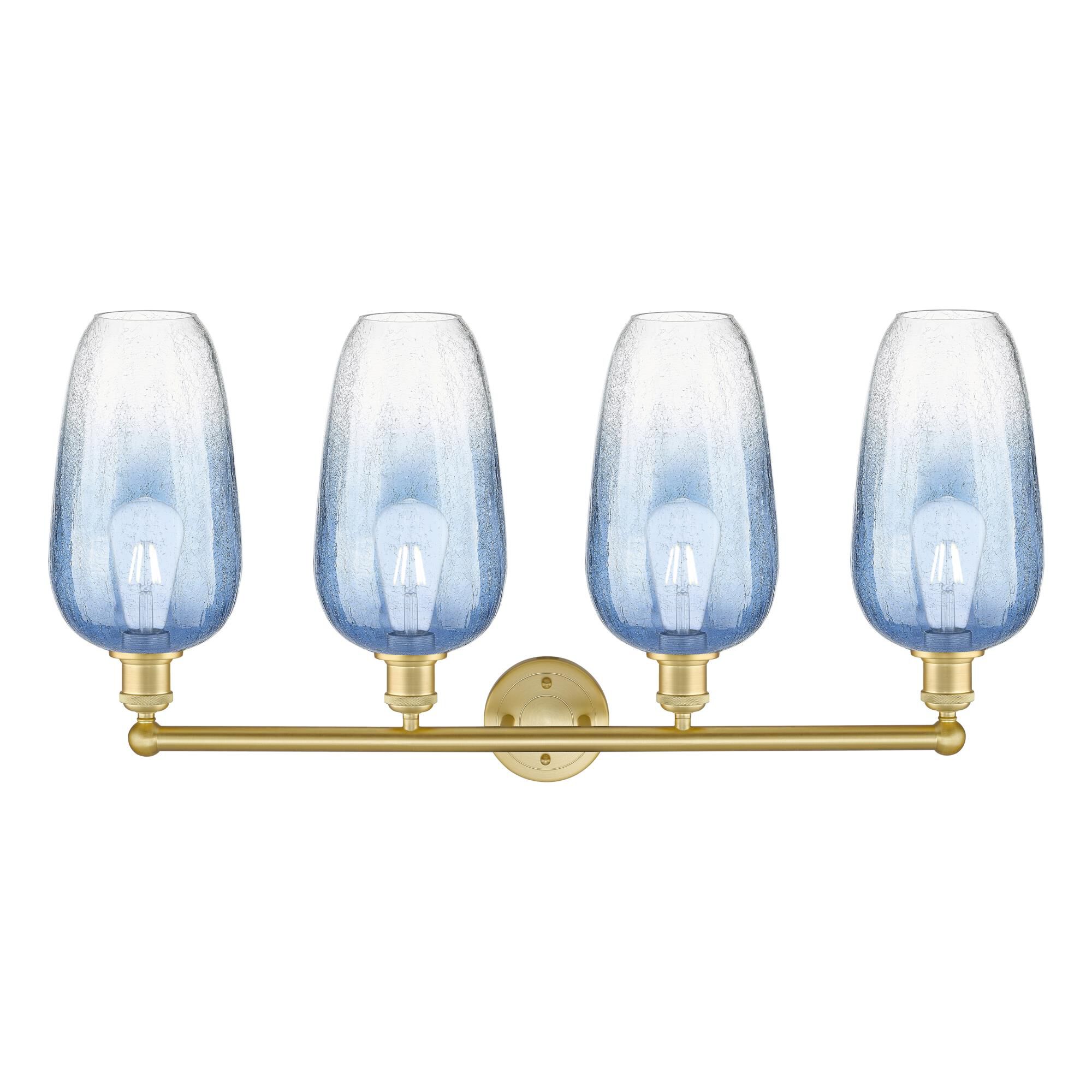 Shown in Satin Gold finish and Sapphire Blue glass