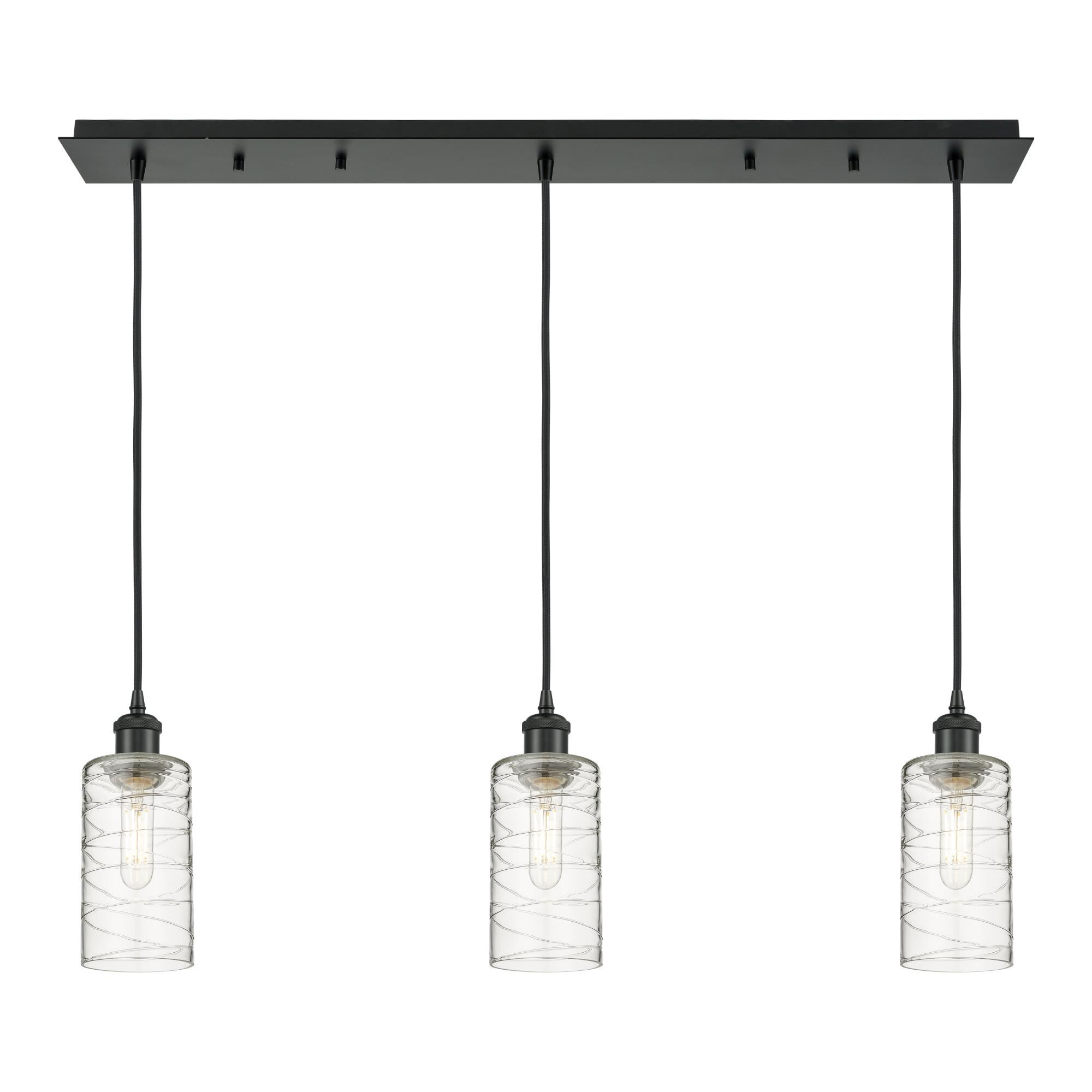 Shown in Matte Black finish and Deco Swirl shade