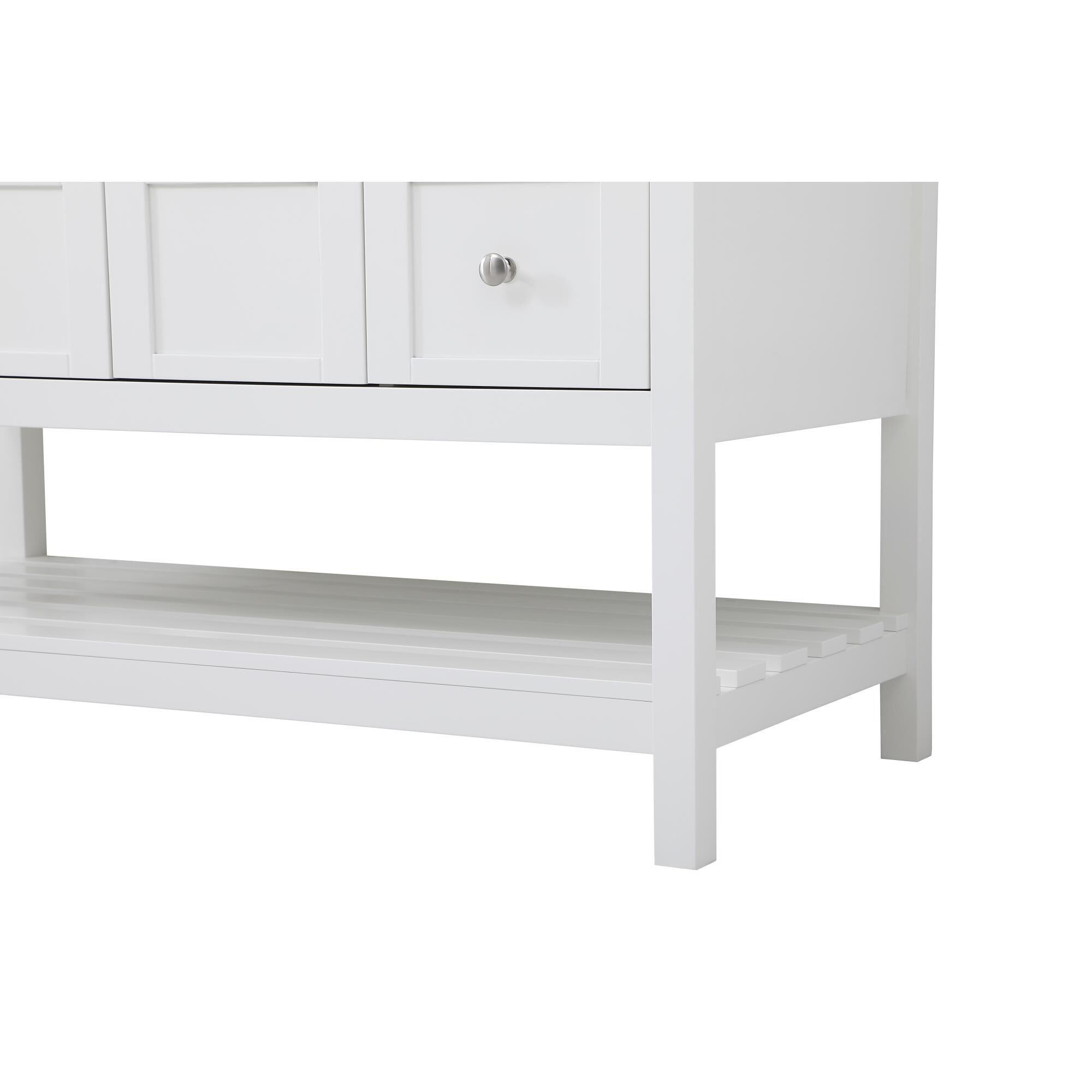 Shown in White And Brushed Nickel With Carrara White Marble finish