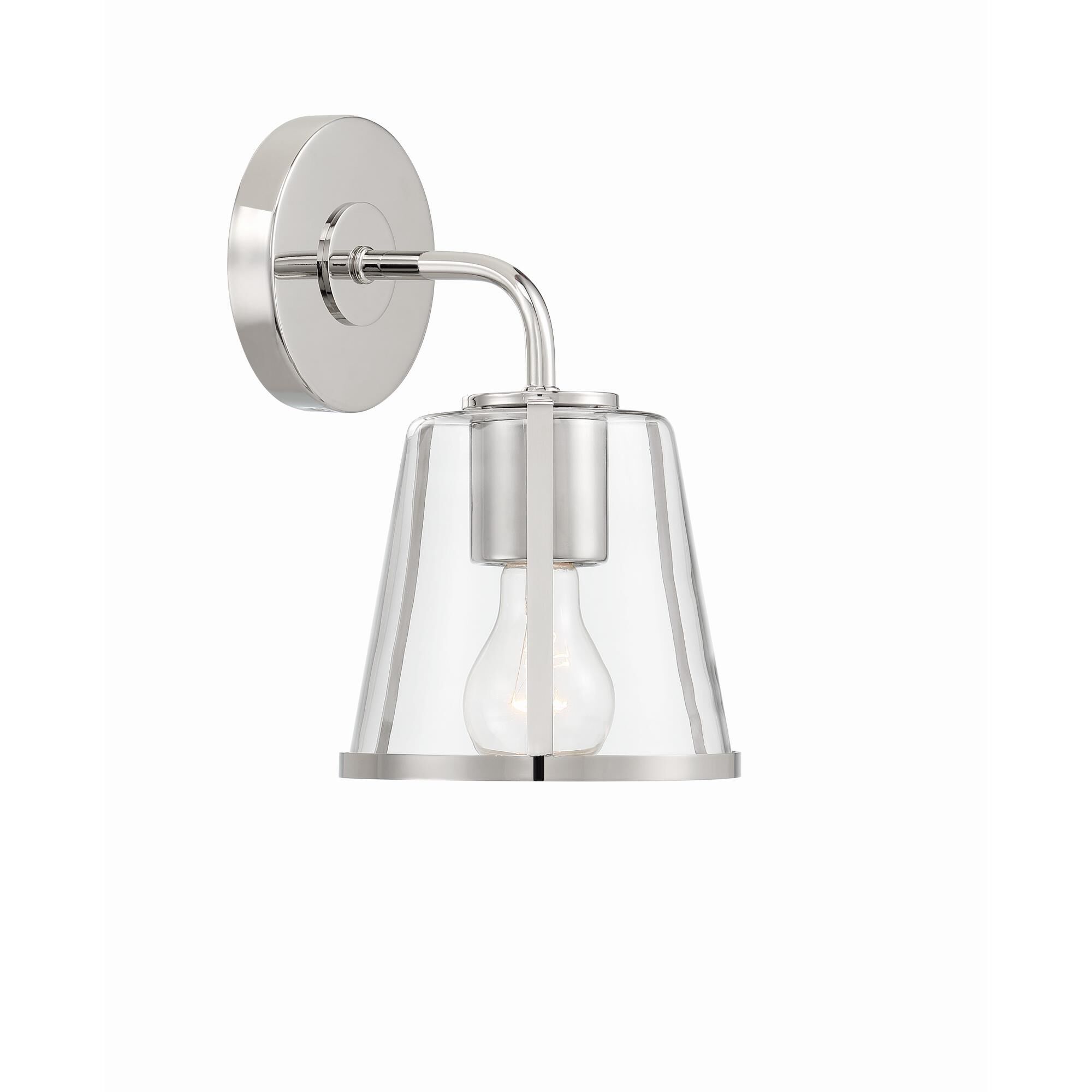 Shown in Polished Nickel finish and Clear glass and Clear Glass shade