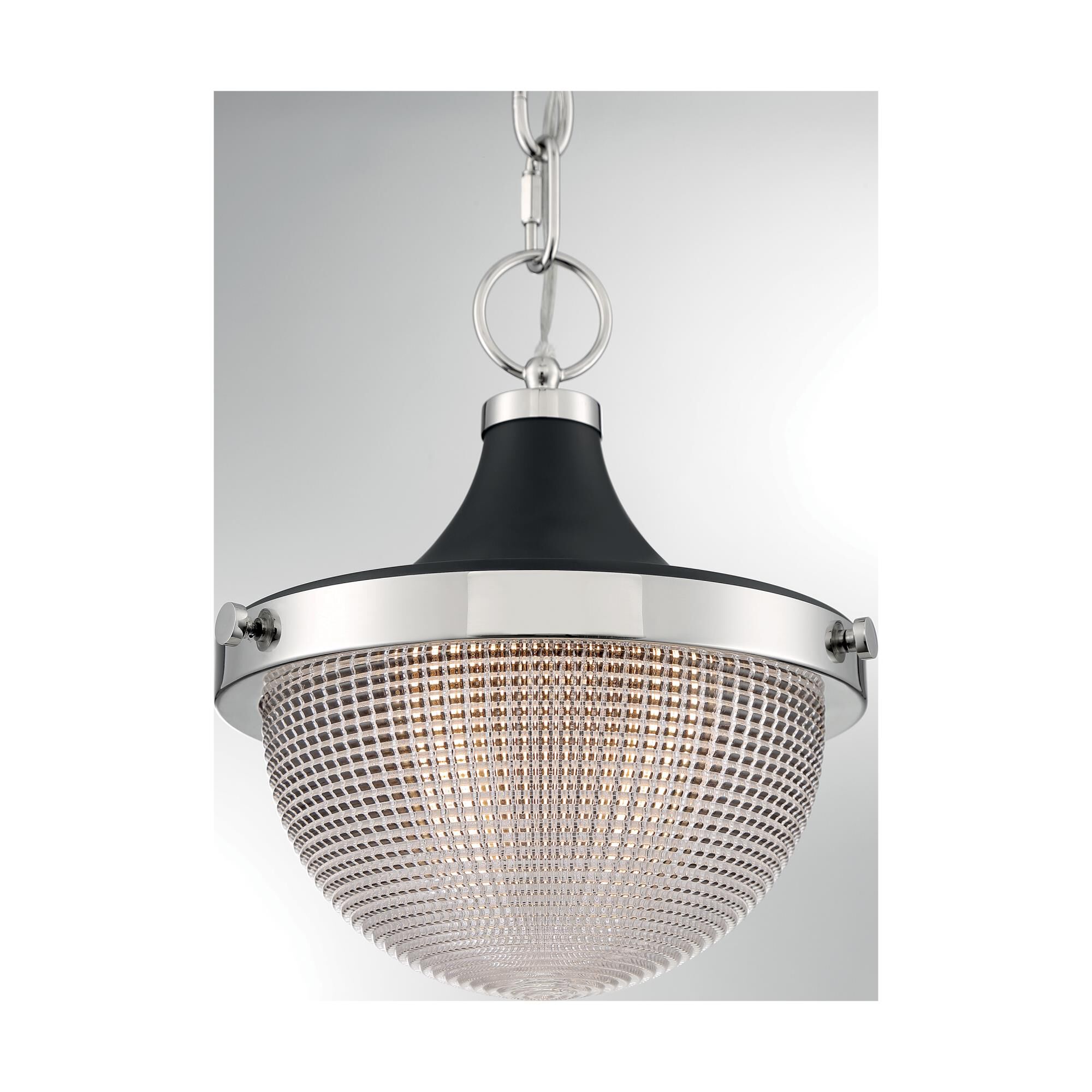 Shown in Polished Nickel - Black Accents finish and Clear glass