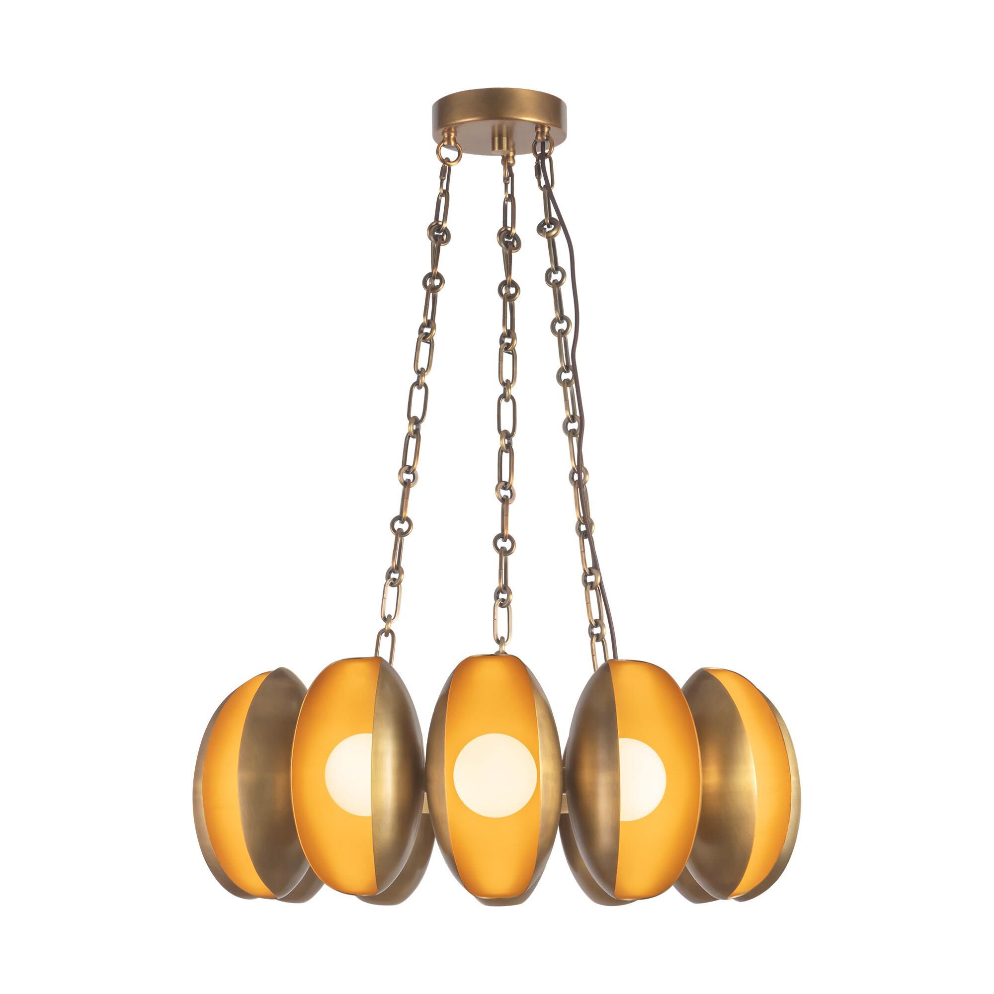 Shown in Vintage Brass finish and Matte Opal glass