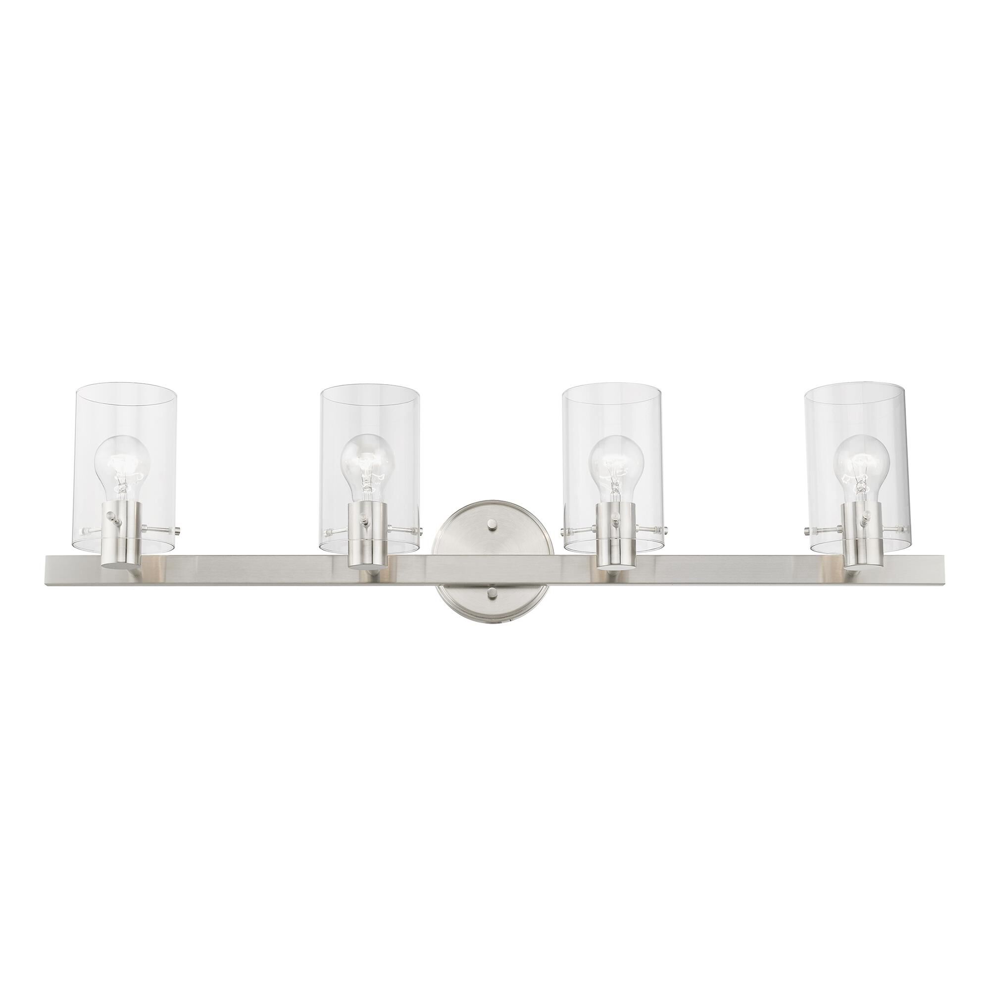 Shown in Brushed Nickel finish and Clear glass