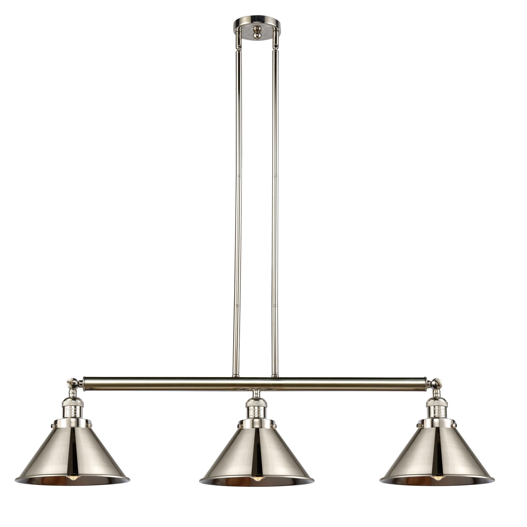 Shown in Polished Nickel finish and Polished Nickel Briarcliff shade