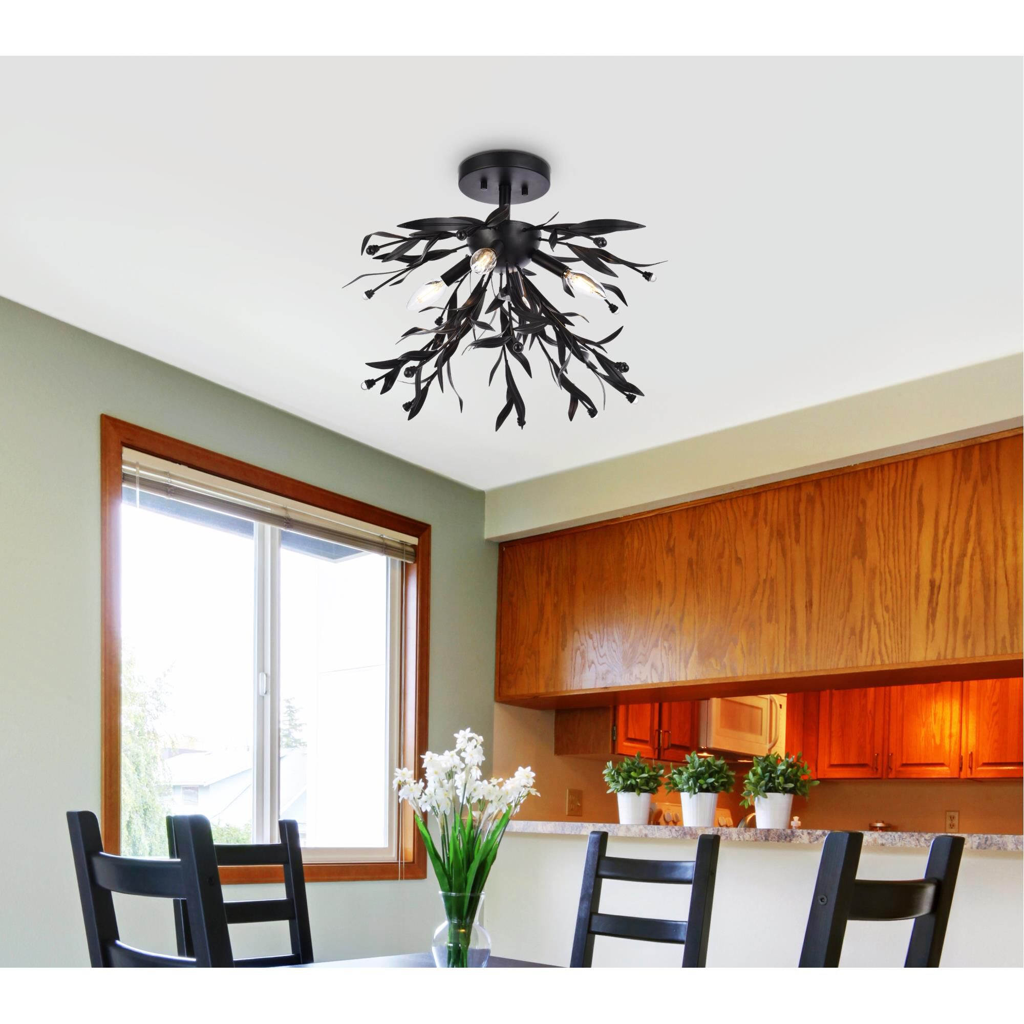 Priscilla 18 Inch 4 Light Semi Flush Mount by Elegant Lighting