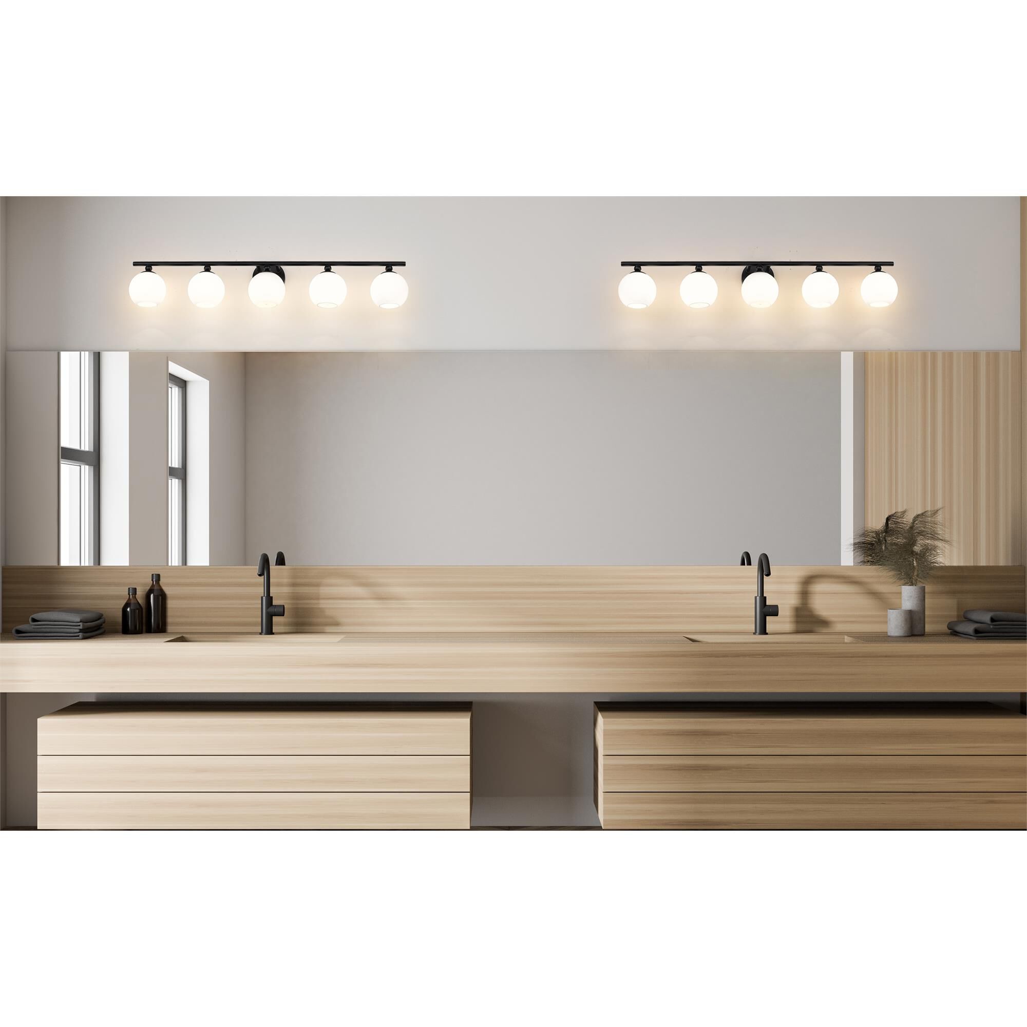 Shown in Matte Black finish and Opal Etched glass