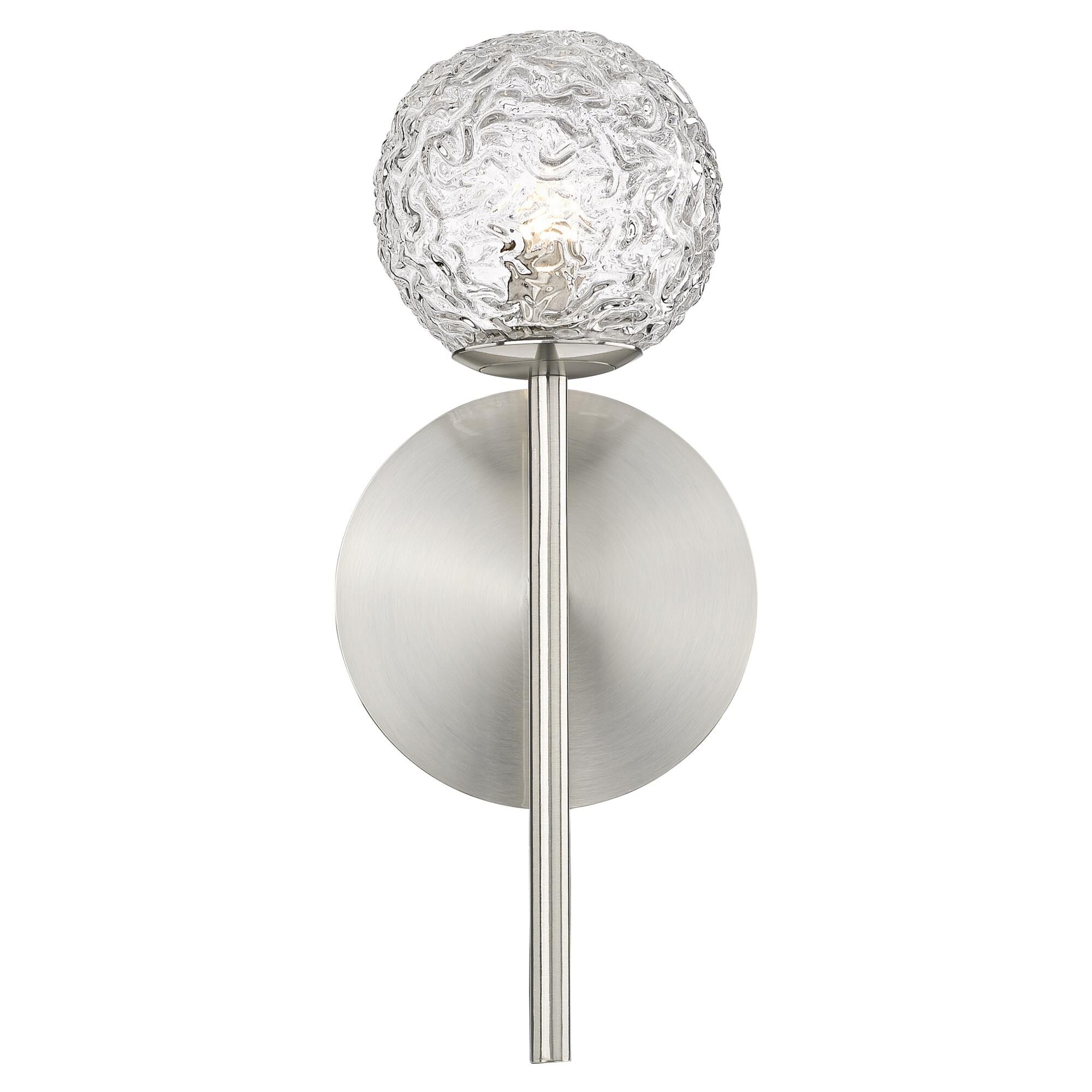 Shown in Satin Nickel finish and Clear shade